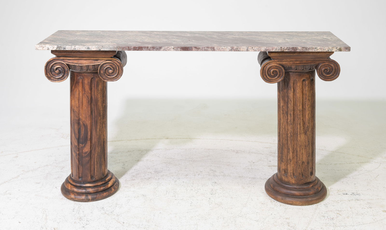 Marble Top Hall / Sofa Table with Carved Column Base (1 of 3)