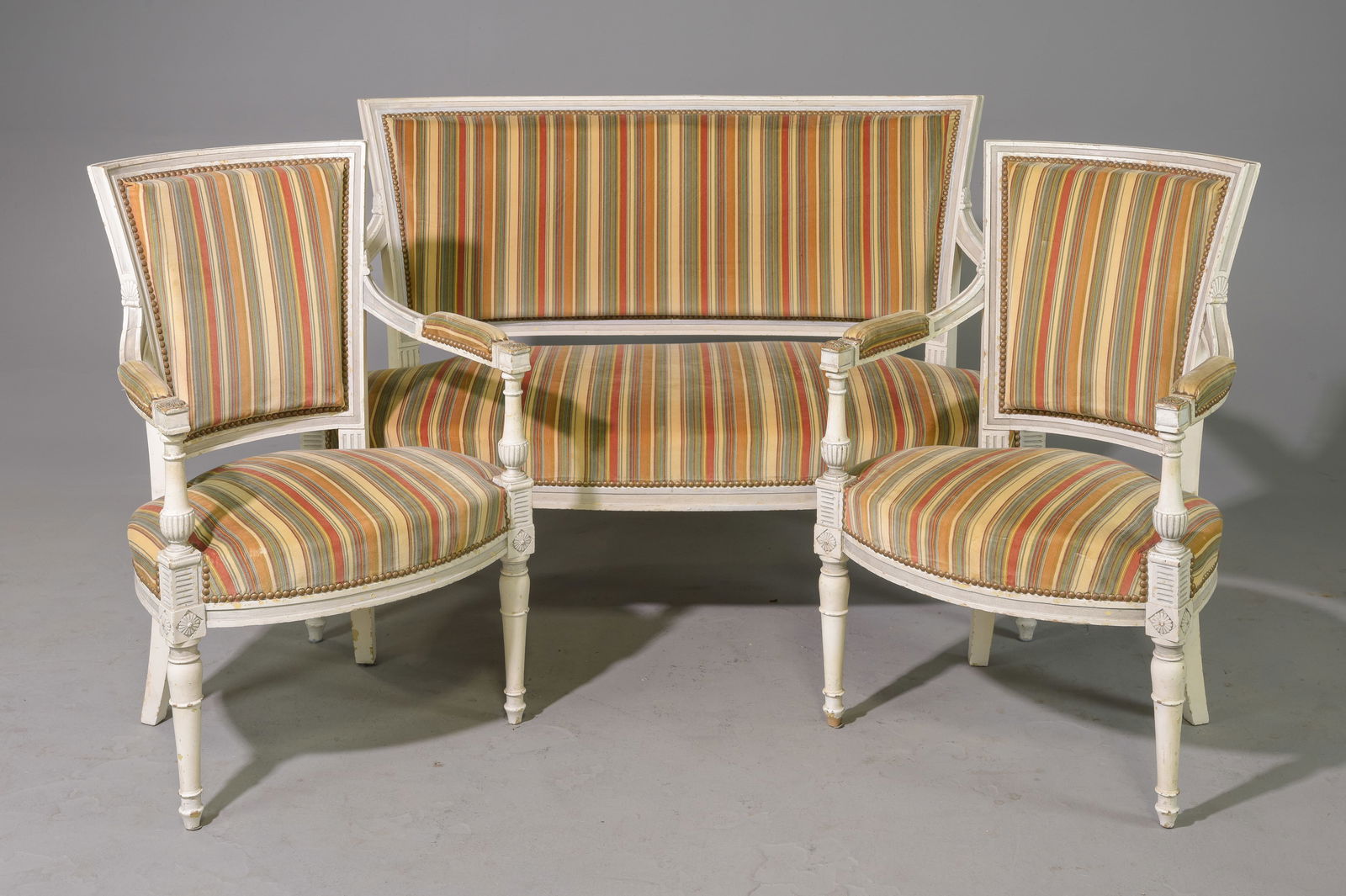 Louis XVI Style Settee & 2 Arm Chairs (1 of 6)