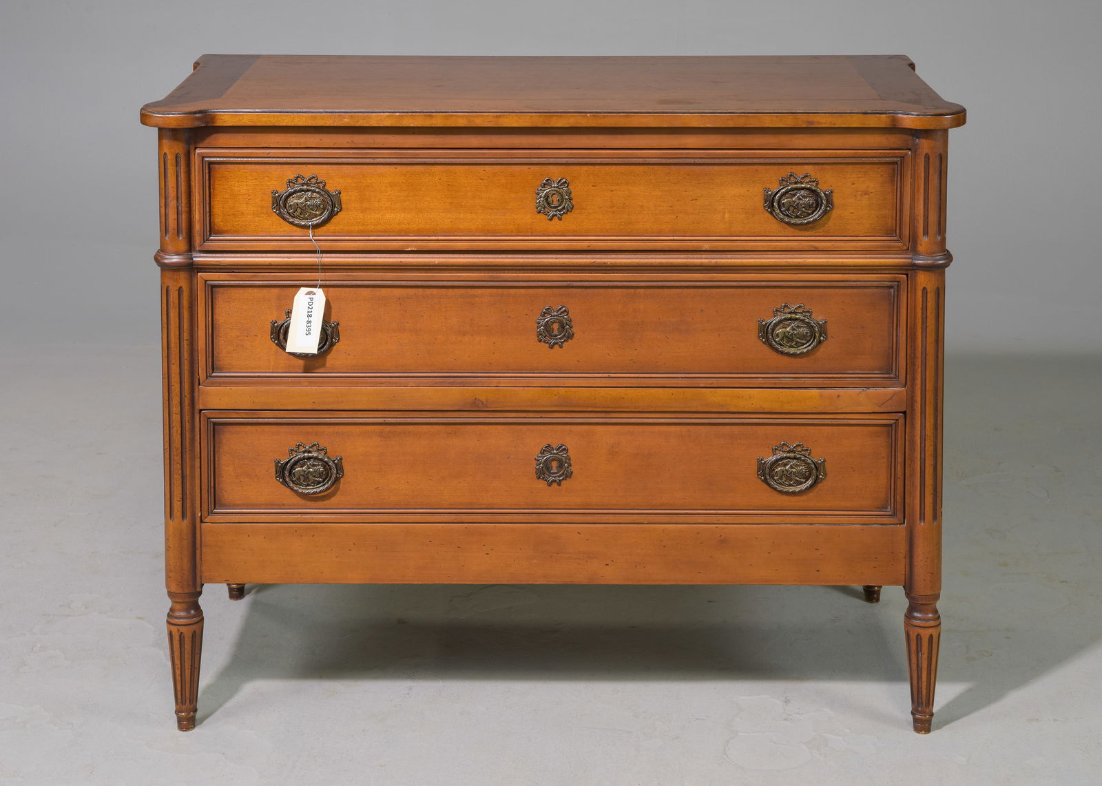 Louis XVI Style 3 Drawer Walnut Chest (1 of 5)