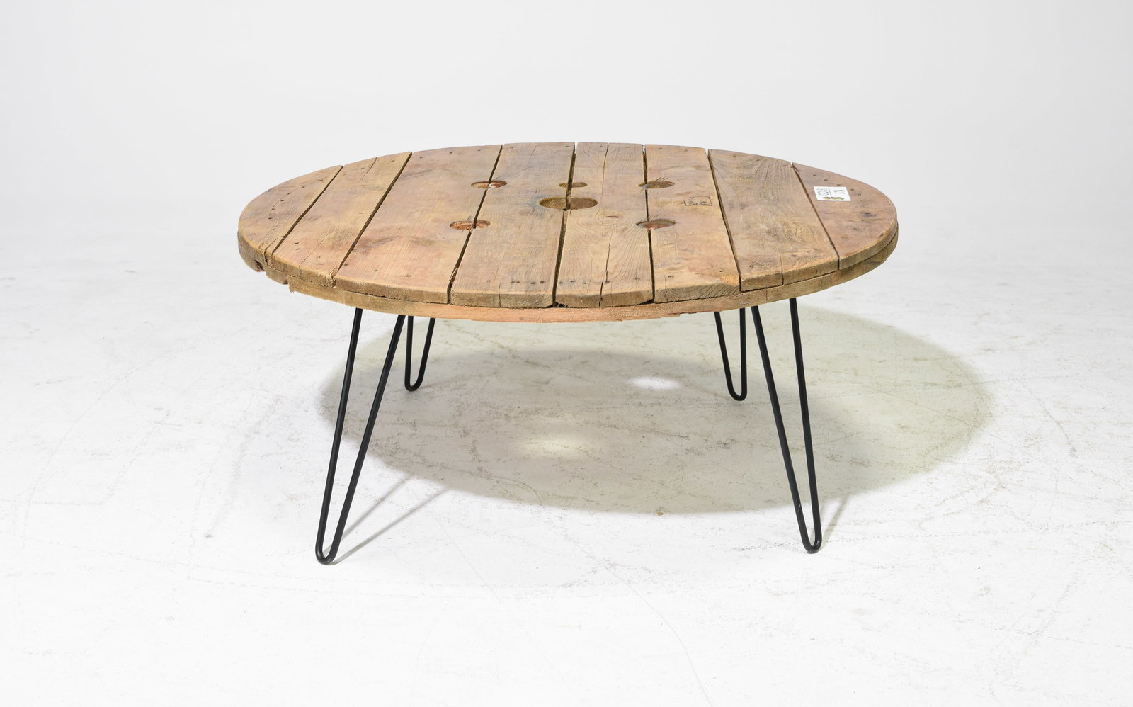 Industrial Style Spool Top Hair Pin Leg Coffee Table (1 of 3)