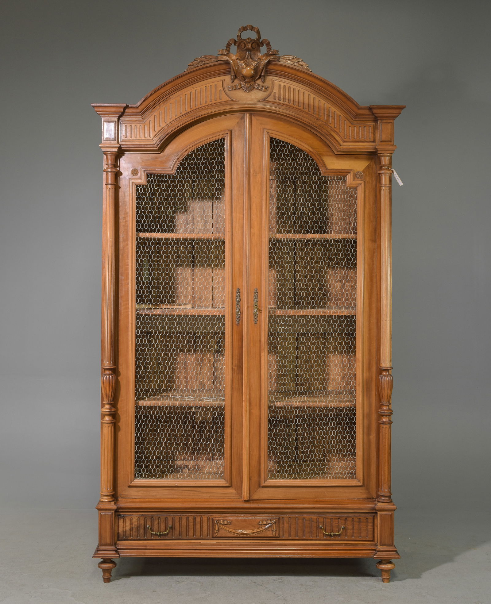 Louis XVI Style Walnut Double Grilled Door Cupboard (1 of 4)