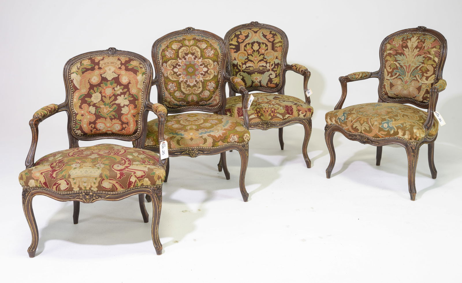 Four Louis XV Style Needlepoint Arm Chairs (1 of 7)