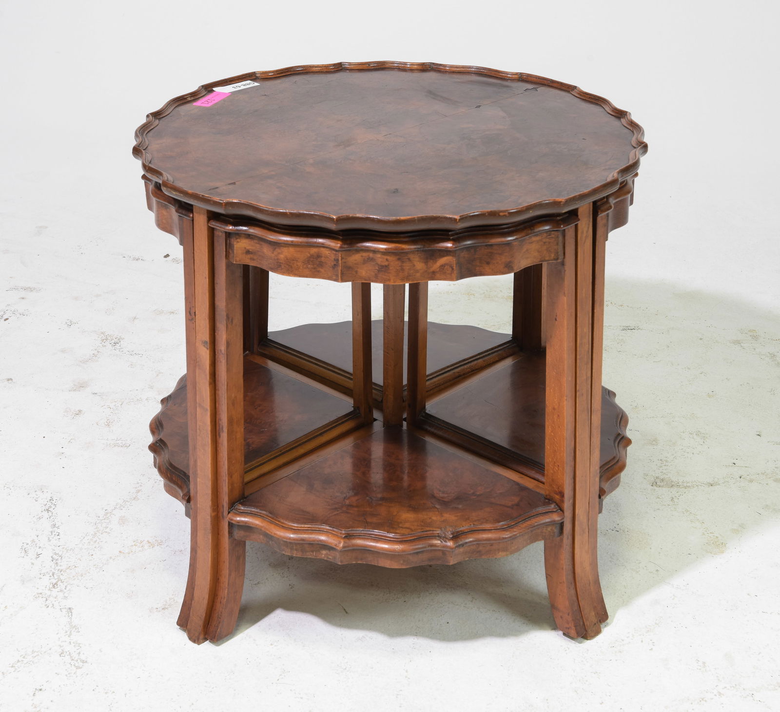 French Walnut Round Nesting Occasional Table (1 of 3)