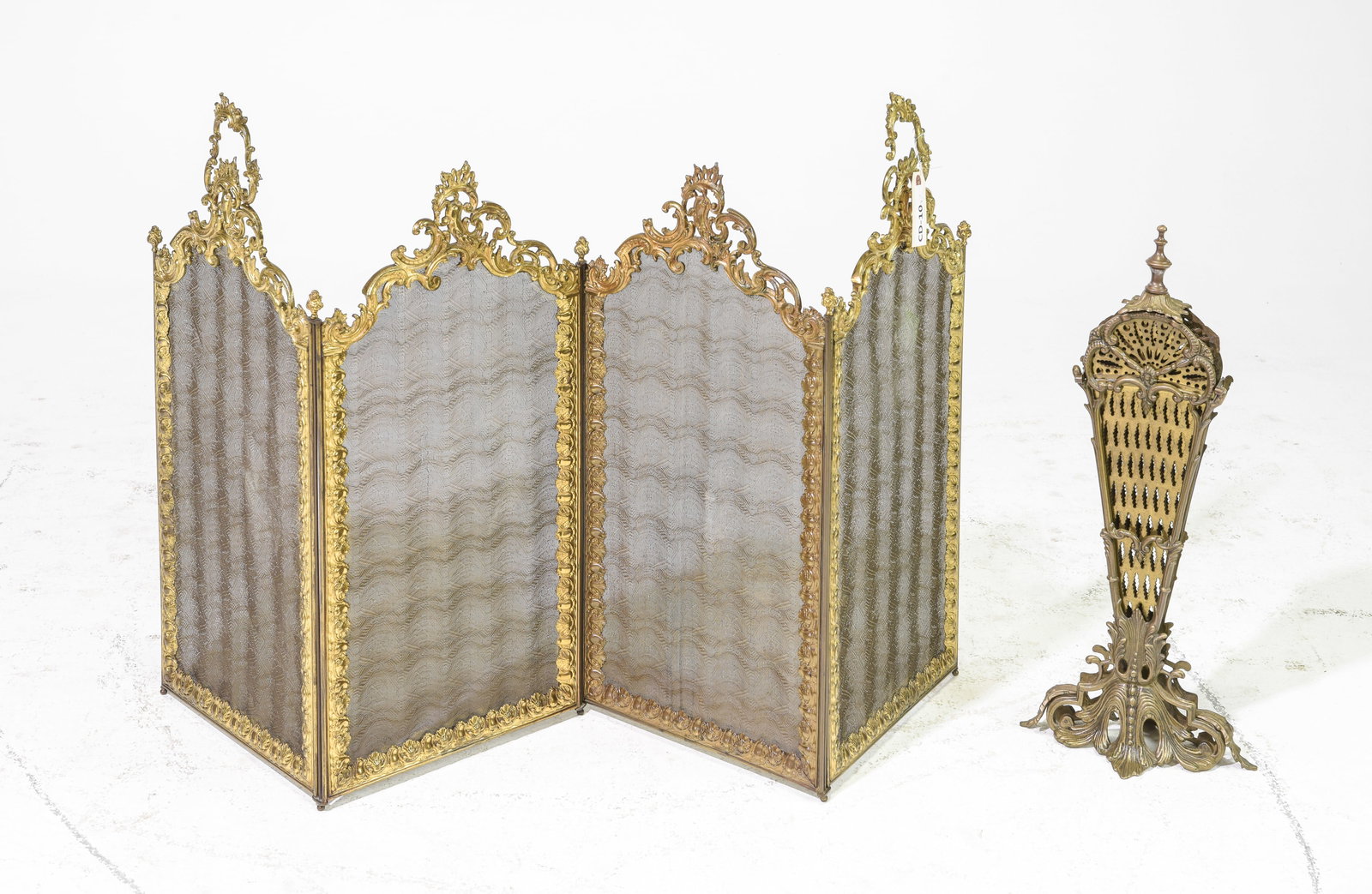 Four Panel Brass Fire Screen & Peacock Screen (1 of 2)