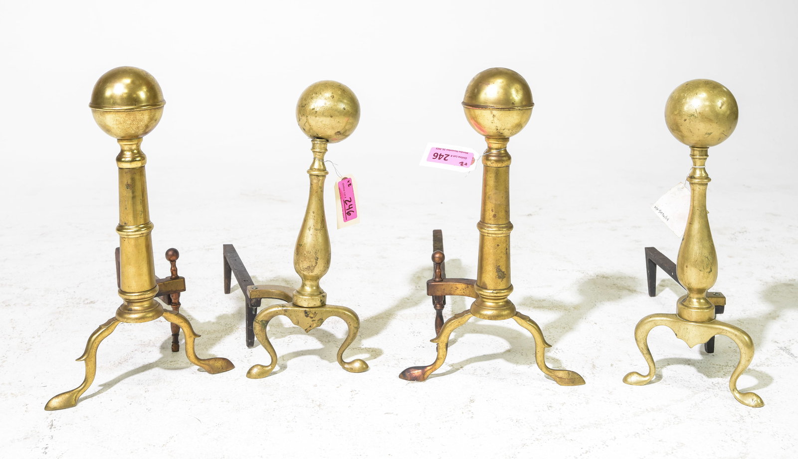 Two Pairs of Brass Finished Andirons (1 of 3)