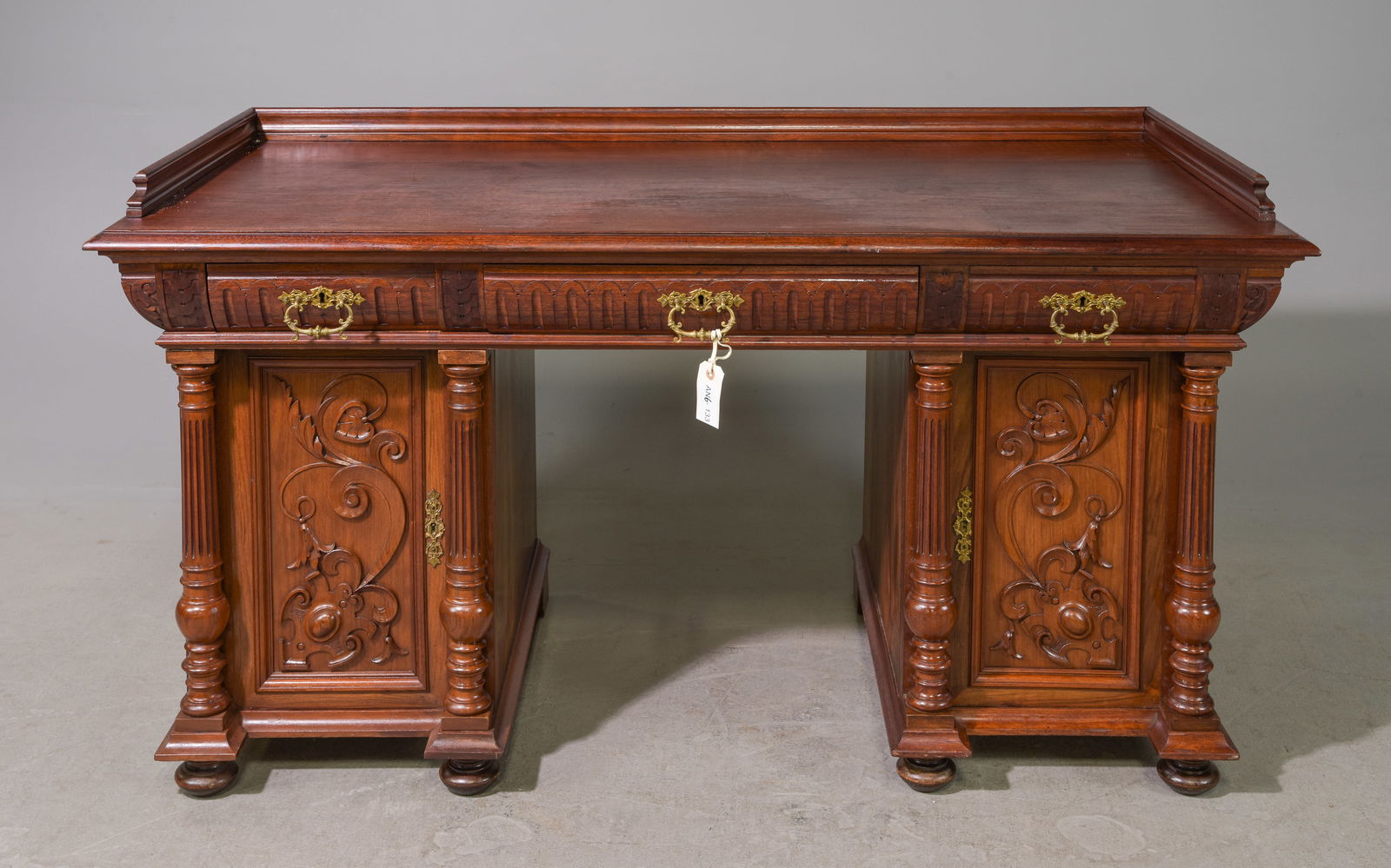Danish Carved Mahogany 3 Drawer Desk (1 of 7)