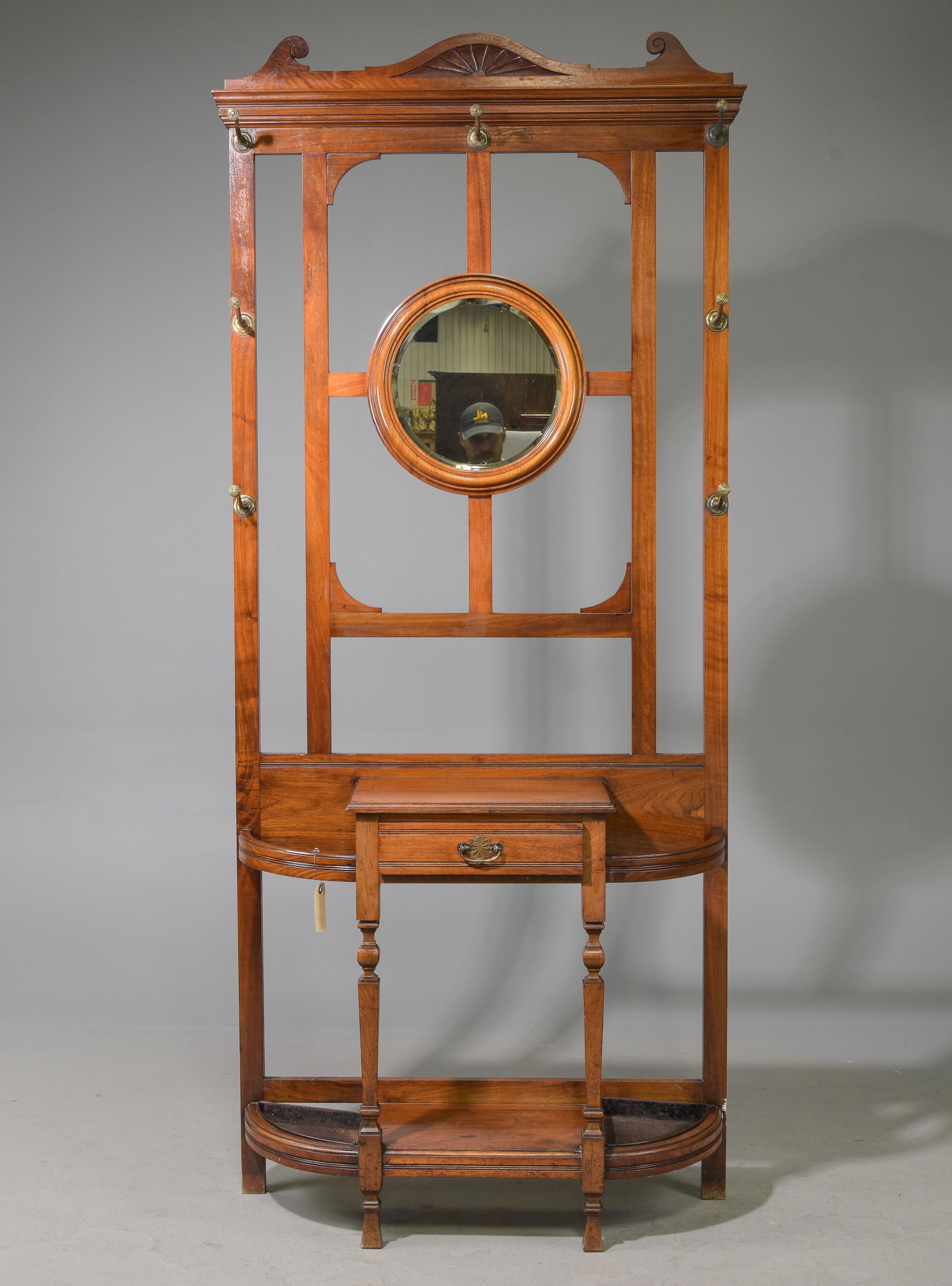 Edwardian Walnut Mirror Back Hall Stand c.1930's (1 of 2)