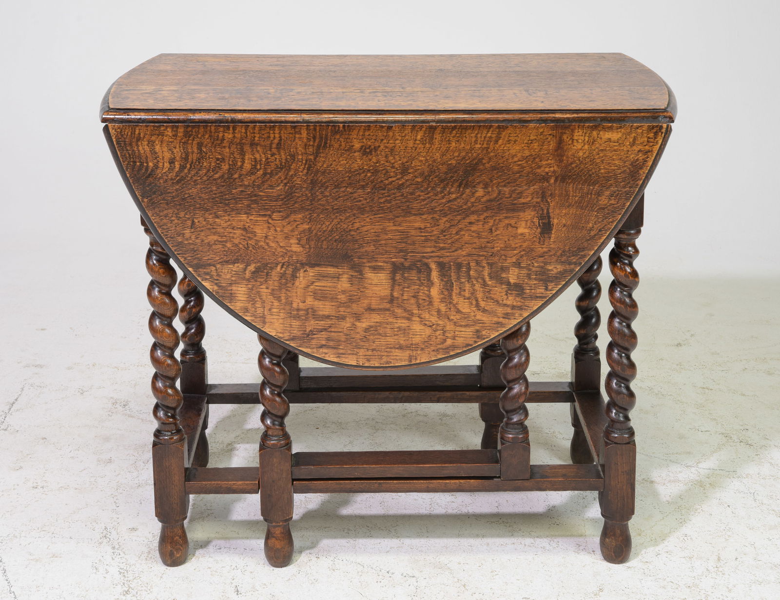 British Oak Barley Twist Drop Leaf Table c.1920's #1 (1 of 3)