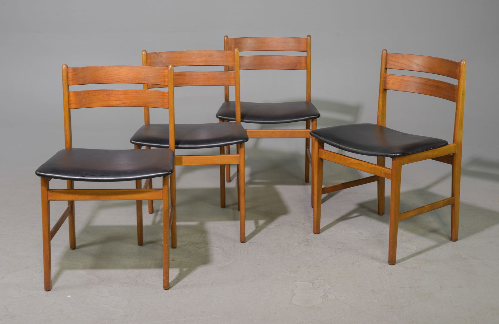 4 Danish Modern Dining Chairs with Black Vinyl (1 of 5)
