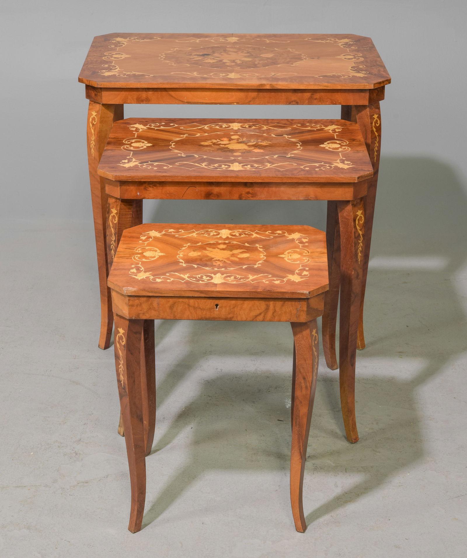 Italian Inlaid Nest of 3 Tables c.1950's-60's (1 of 2)