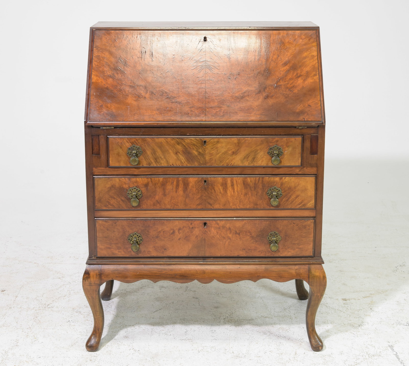 British Walnut Bureau / Drop Front Desk c.1930's (1 of 6)