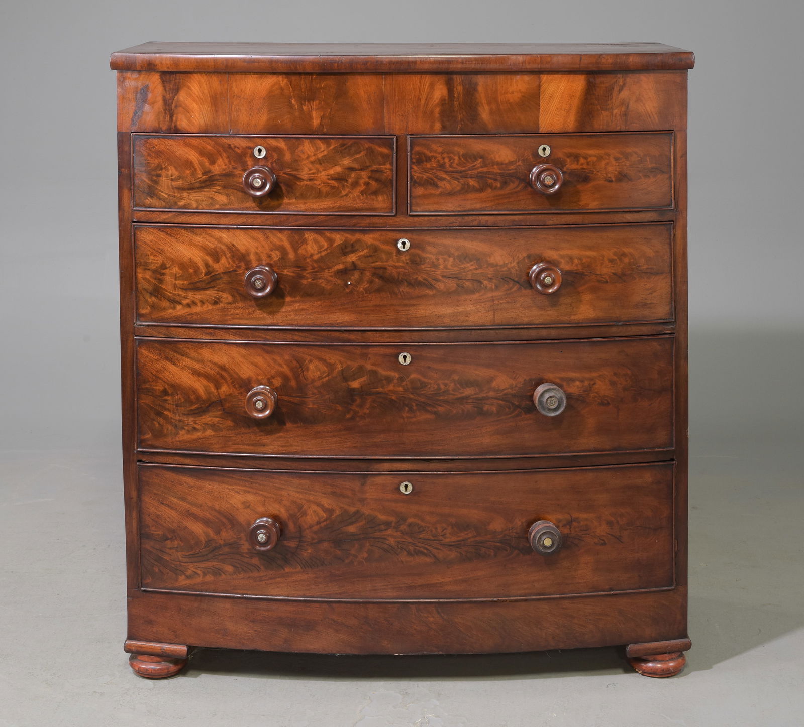 Victorian Bow Front Mahogany Five Drawer Chest c.1880's (1 of 7)