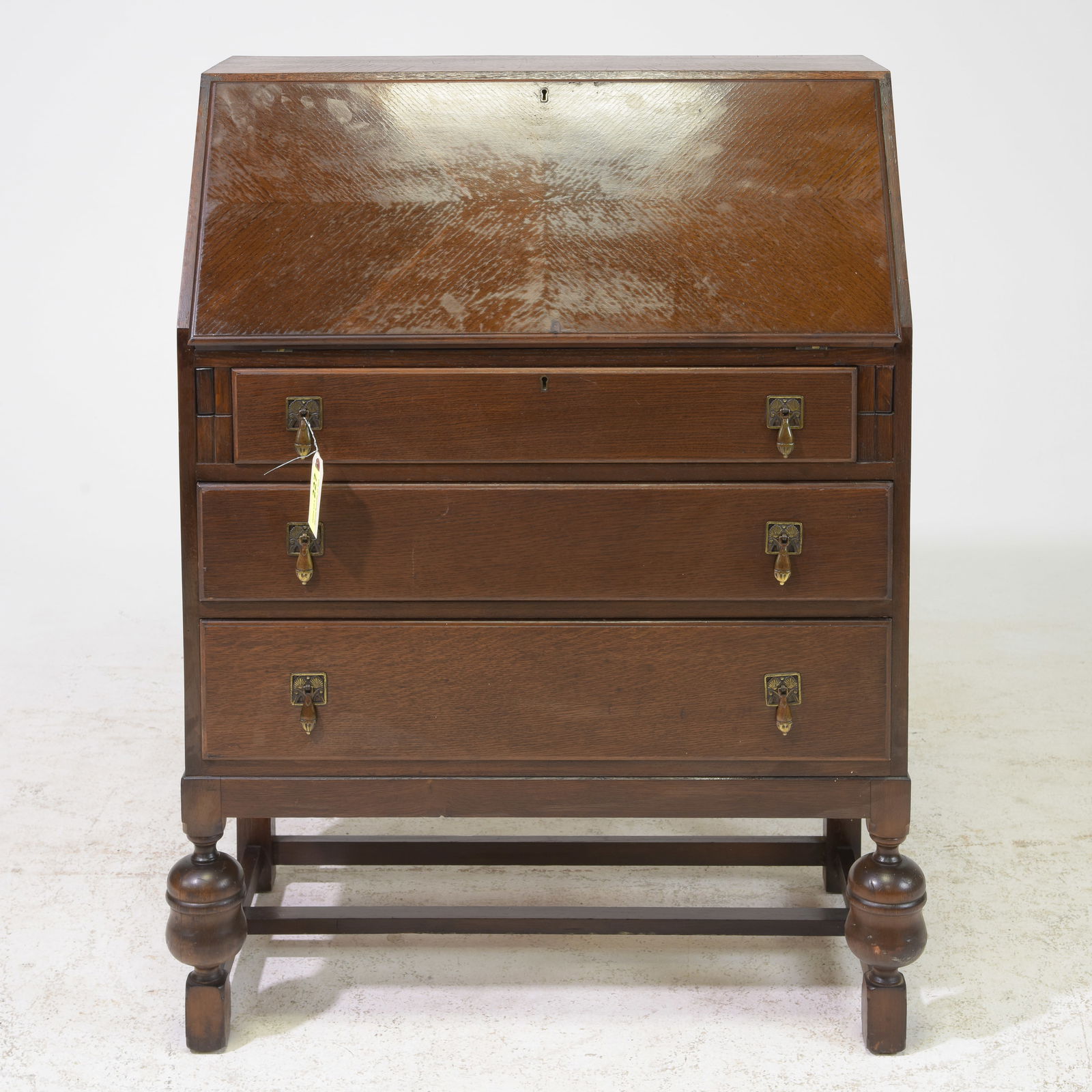 Tudor Style Oak Bureau / Drop Front Desk c.1930's (1 of 7)