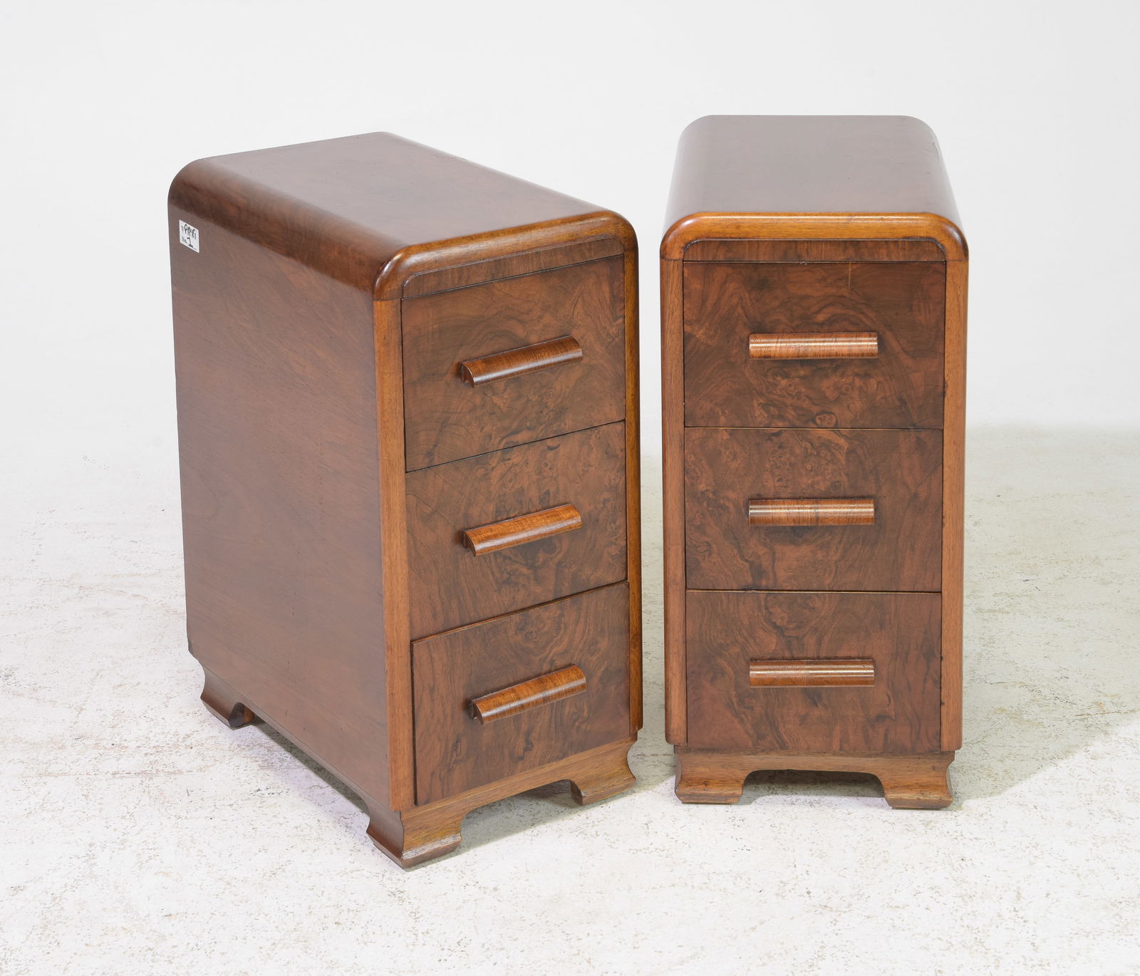 Two English Walnut 3 Drawer Nightstands (1 of 4)