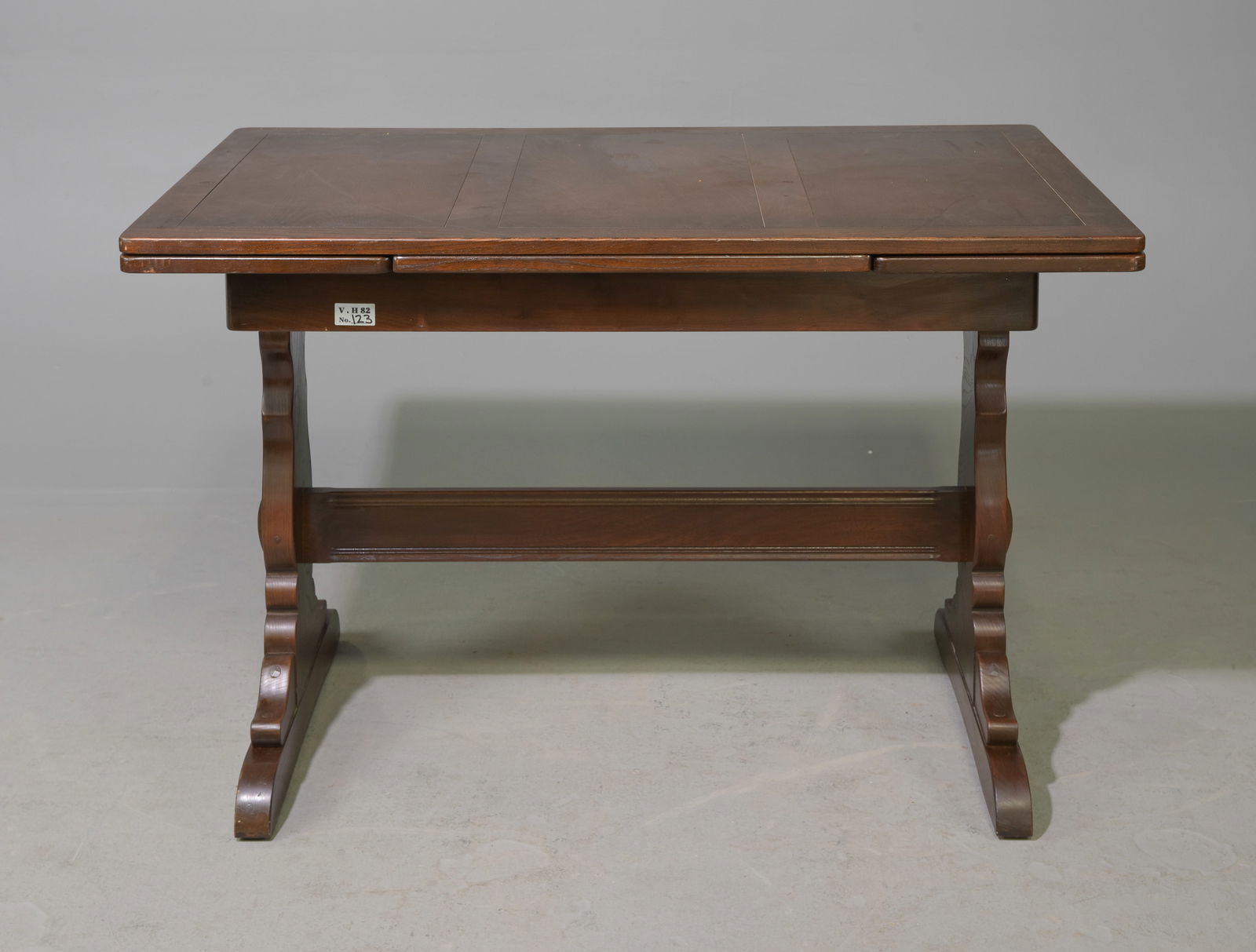 British Oak Draw Leaf Trestle Base Table c.1930's (1 of 2)