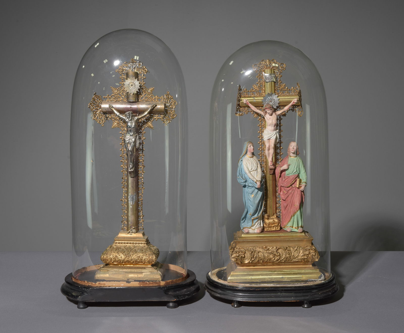 Two Glass Domed Crucifixes (1 of 4)