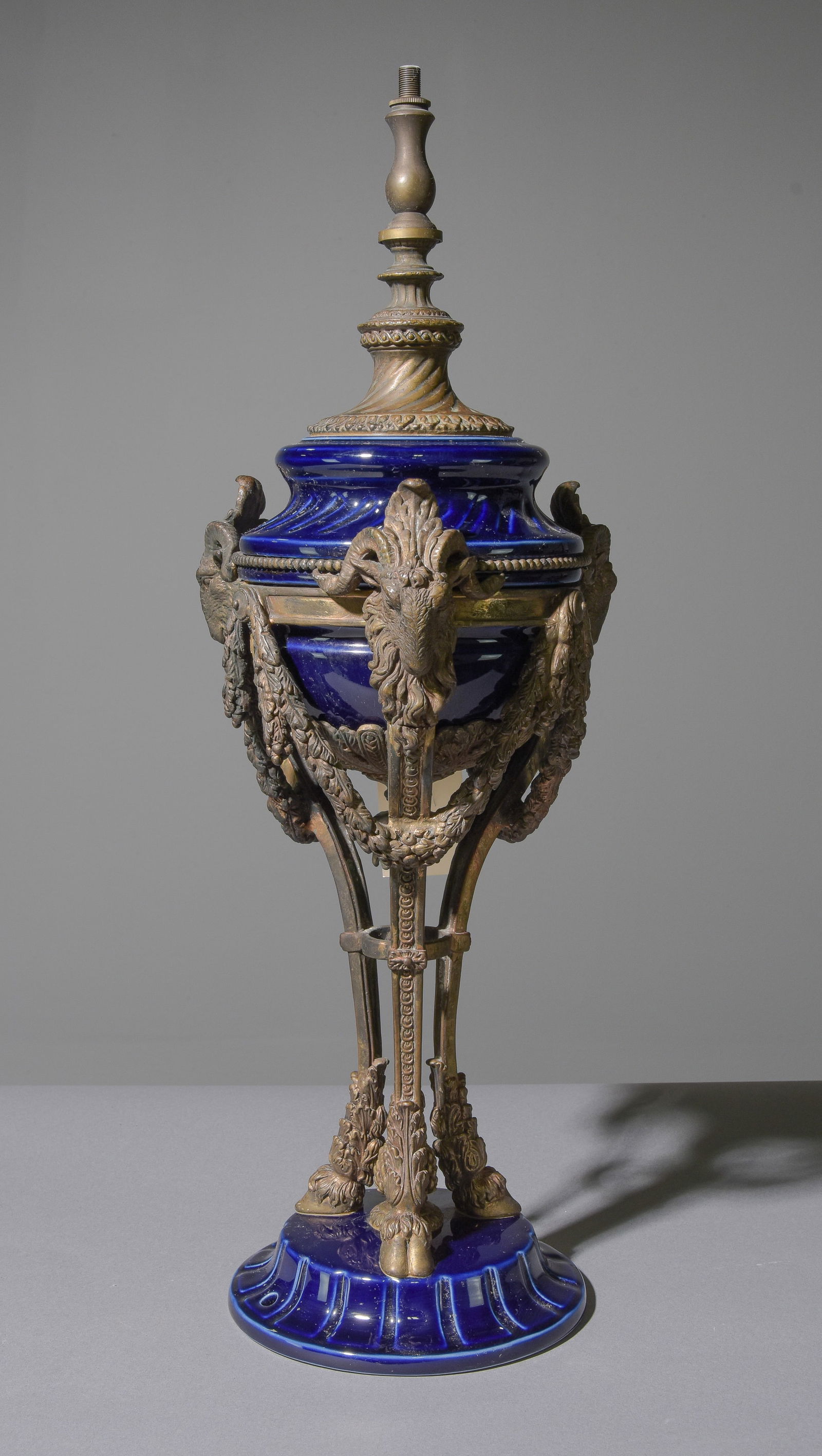 Neoclassical Heavy Rams Head & Porcelain Lamp (1 of 4)