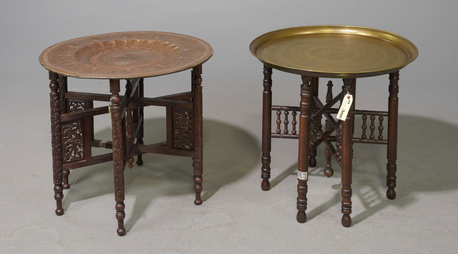 Two Brass Tray Top Tables c.1930's (1 of 3)
