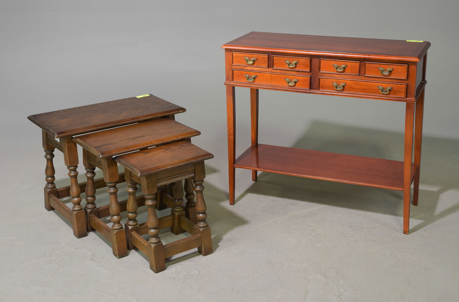 English Petite Hall Table & Oak Nest of Three Tables (1 of 3)