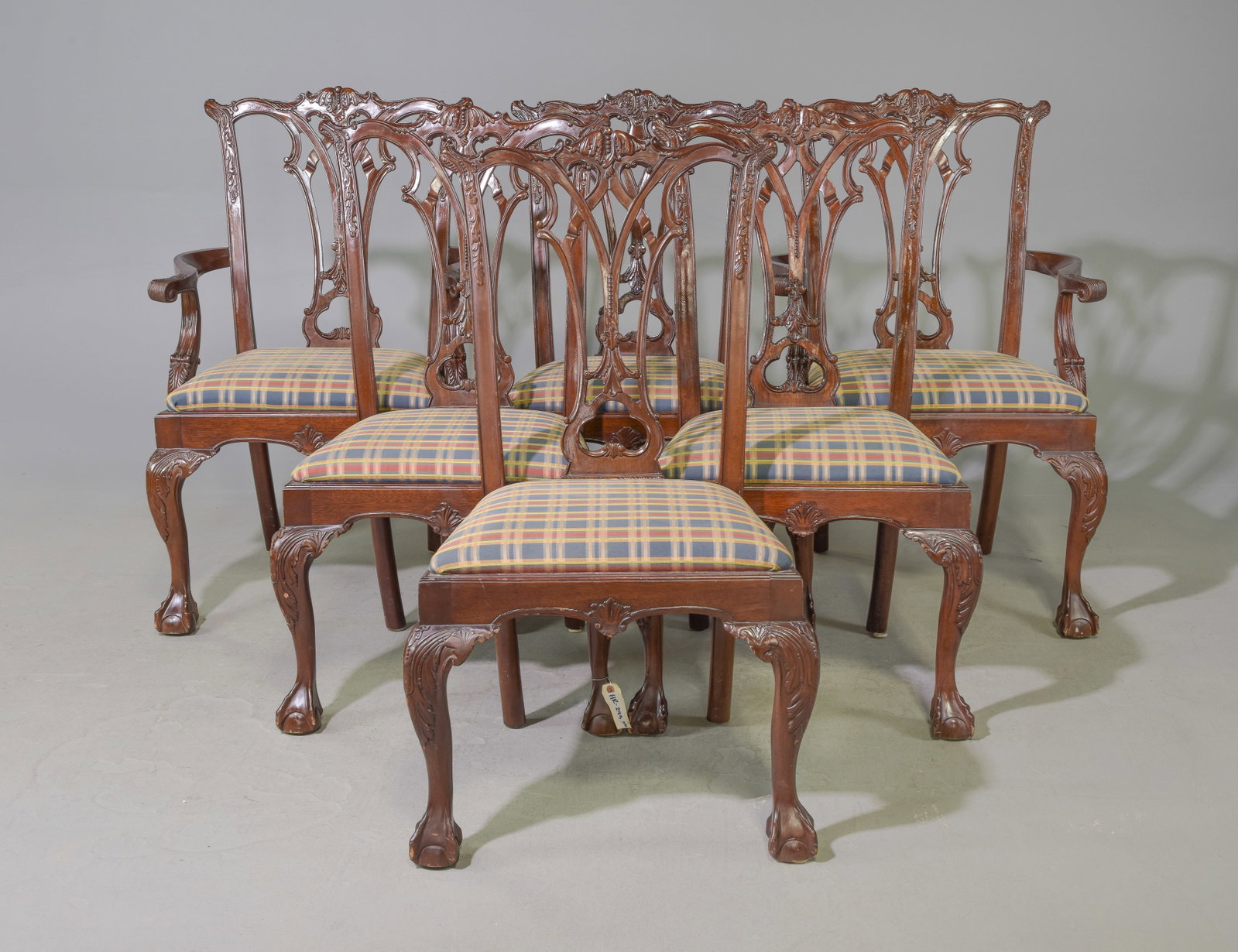 Six Chippendale Style Ball & Claw Dining Chairs: Set of Six Chippendale Style Ball & Claw Dining Chairs - 40 in tall x 24 x 19, Seat height is 18 inches
