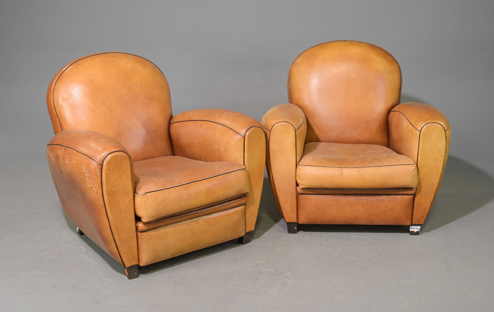Two French Tan Leather Club Chairs (1 of 5)