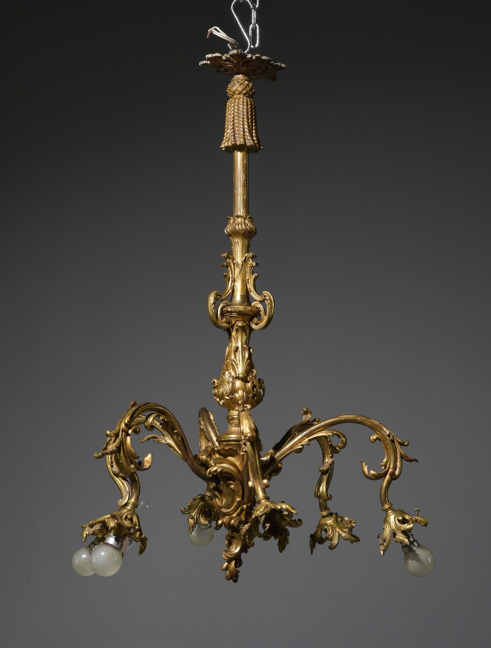 French Heavy Gilt Bronze 5 Light Chandelier (1 of 4)