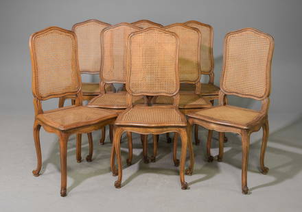 Set Of 8 Louis XV Style Cane Seat / Back Chairs: Set Of 8 French Louis XV Style Cane Seat / Back Chairs - 41.5 inches tall x 19 x 17, seat height is 18 inches