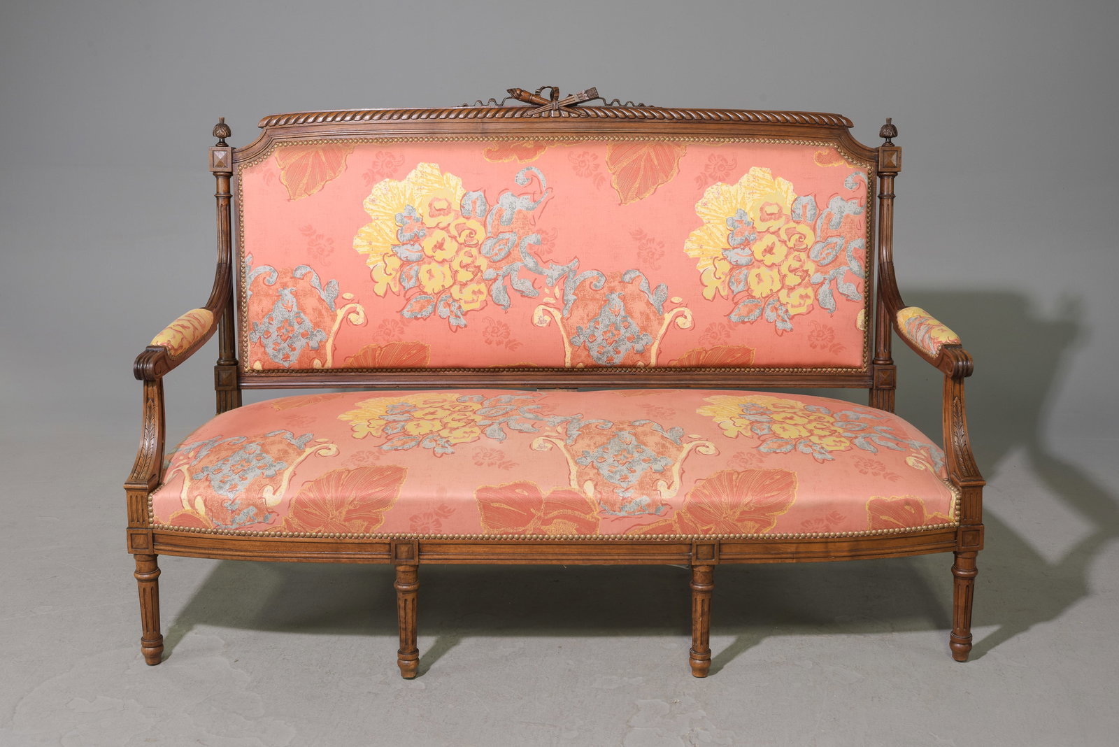 Louis XVI Style Oak Settee / Sofa c.1930's: French Louis XVI Style Oak Settee / Sofa c.1930's - 42 in tall x 62 x 24, Seat height is 15 inches