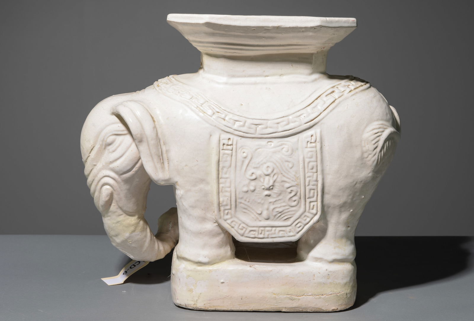 Stoneware / Ceramic White Elephant Stool / Plant Stand (1 of 4)