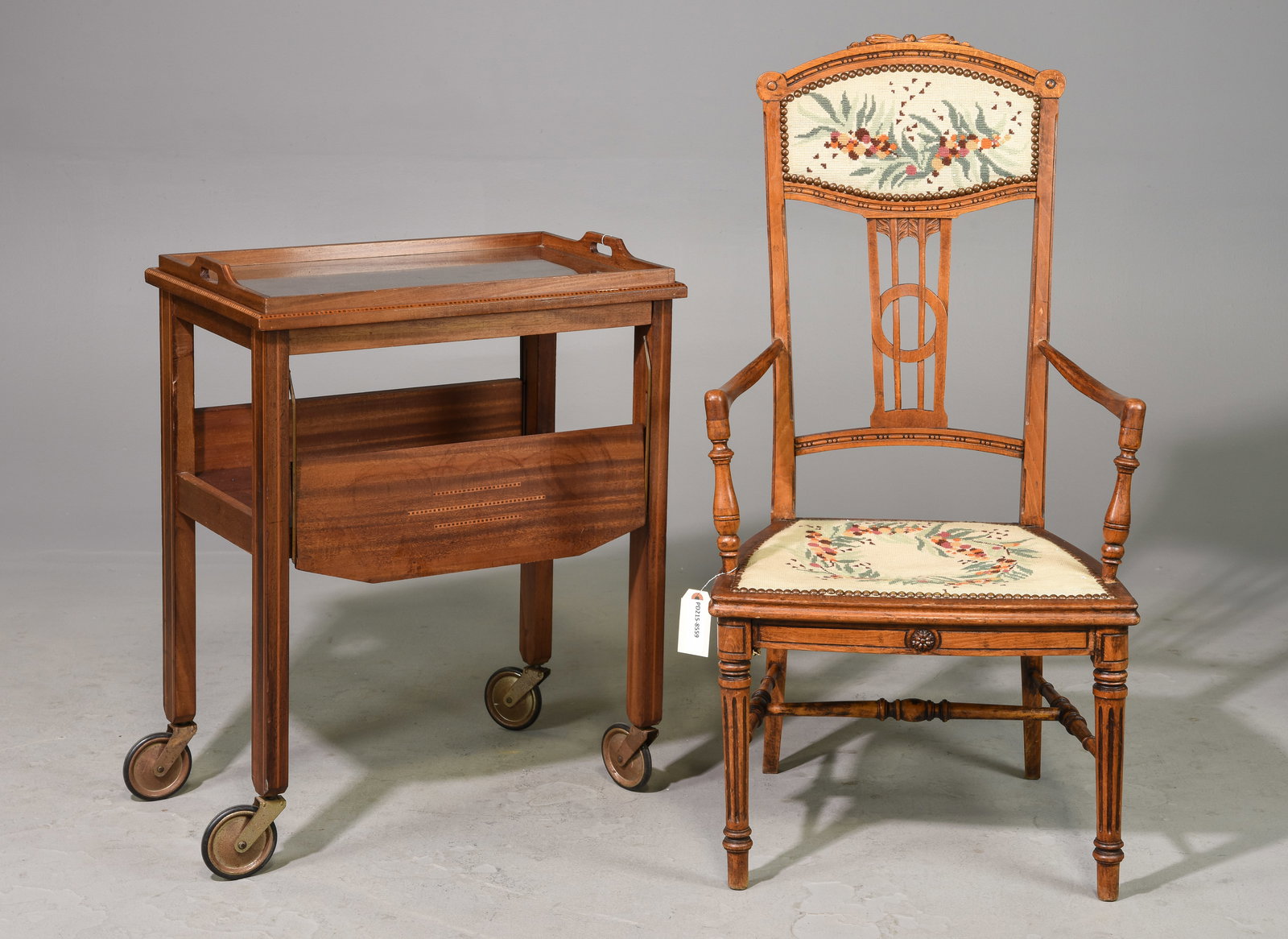 Louis XVI Style Tea Trolley & Needlepoint Armchair (1 of 6)