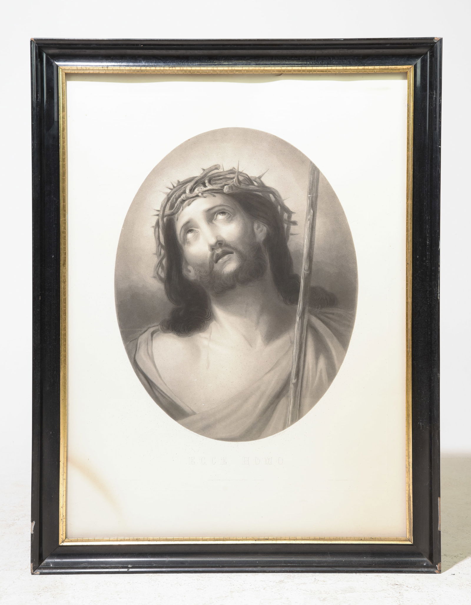 Framed Religious Etching / Lithograph of Jesus (1 of 4)