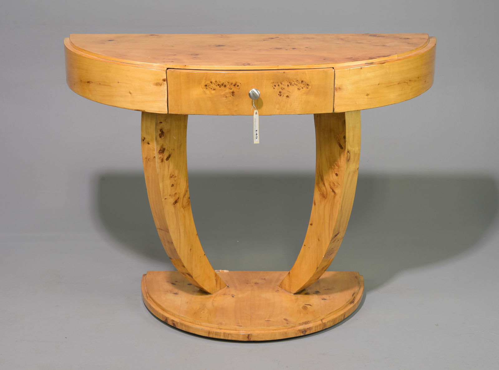 Art Deco Style Burled Demilune Hall Table (1 of 4)