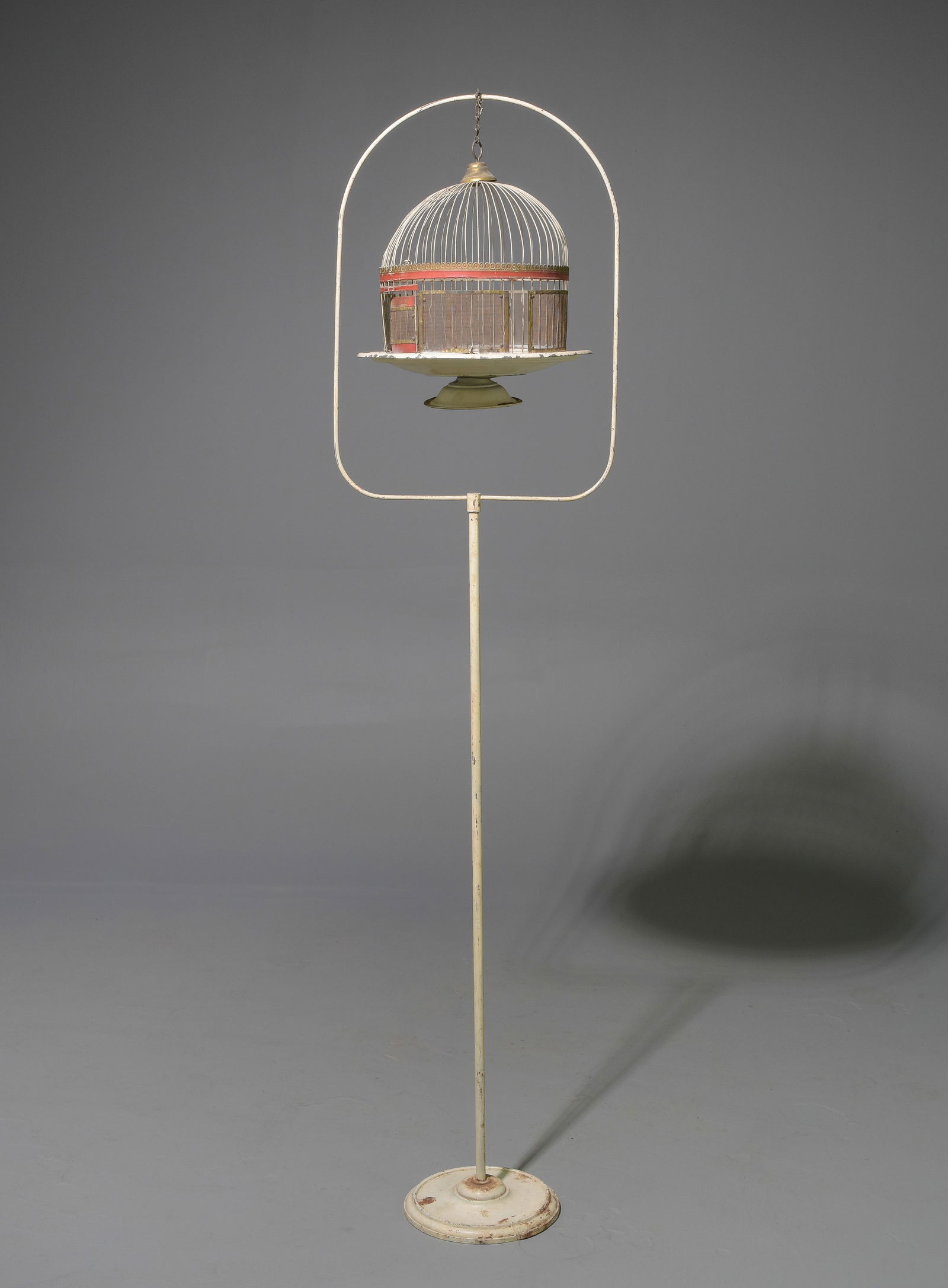 Vintage Painted Metal Bird Cage on Stand (1 of 4)