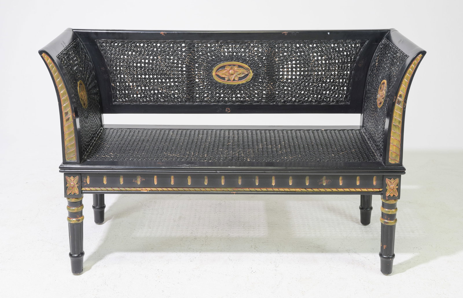 French Style American Double Caned Hall Bench (1 of 6)