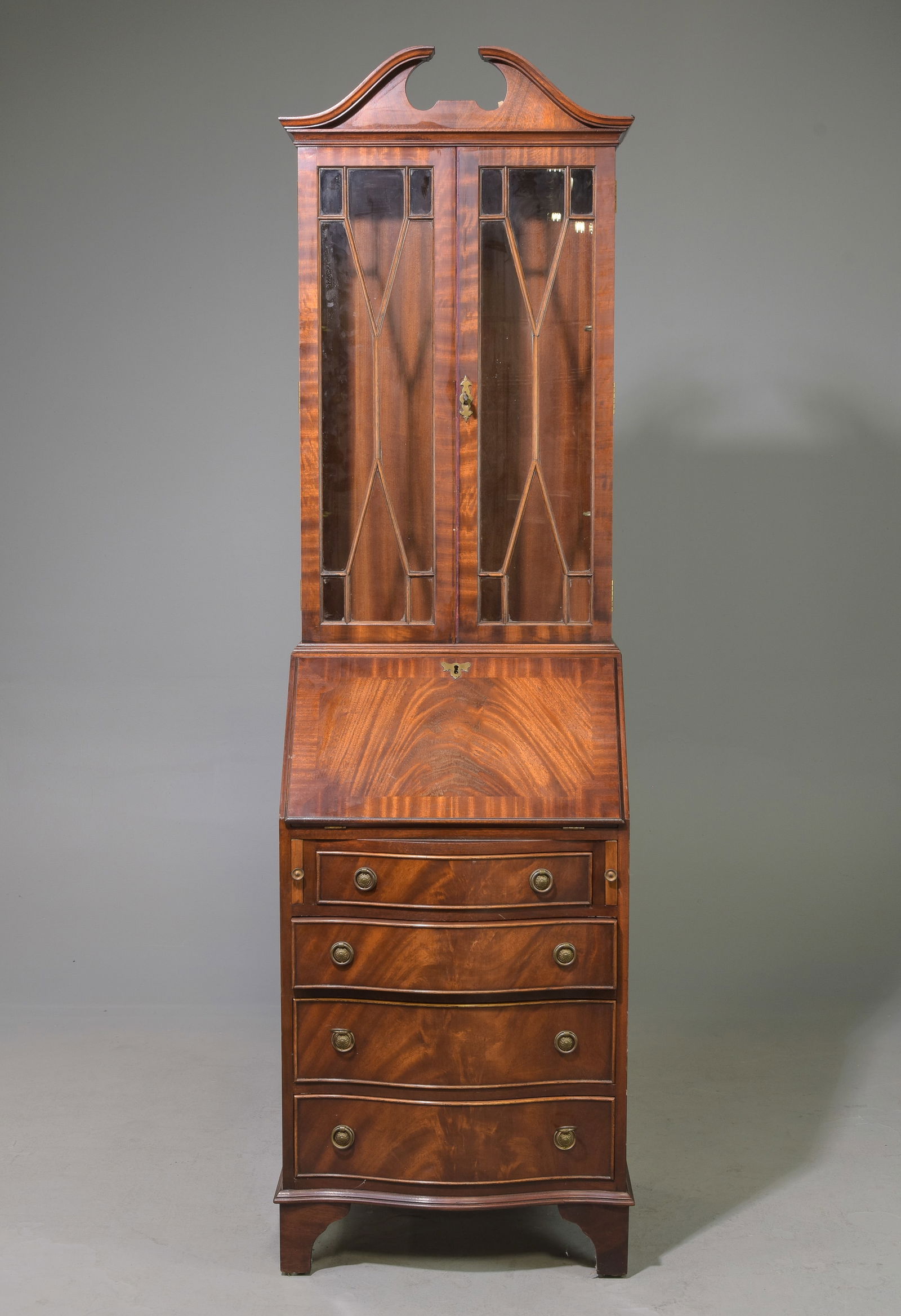 British Mahogany Drop Front Secretary Bookcase (1 of 7)