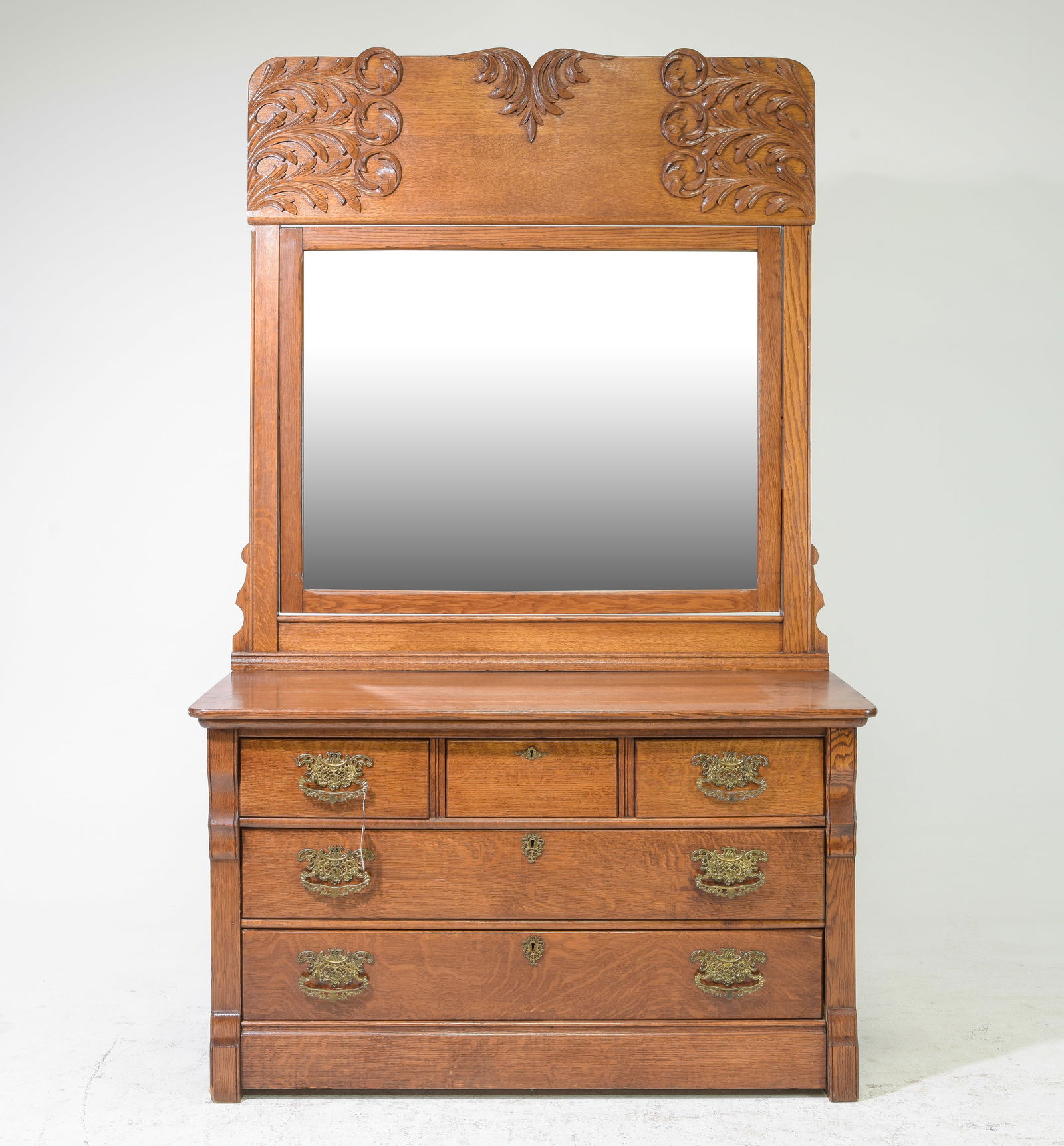 American Oak Mirror Back Dresser (1 of 7)