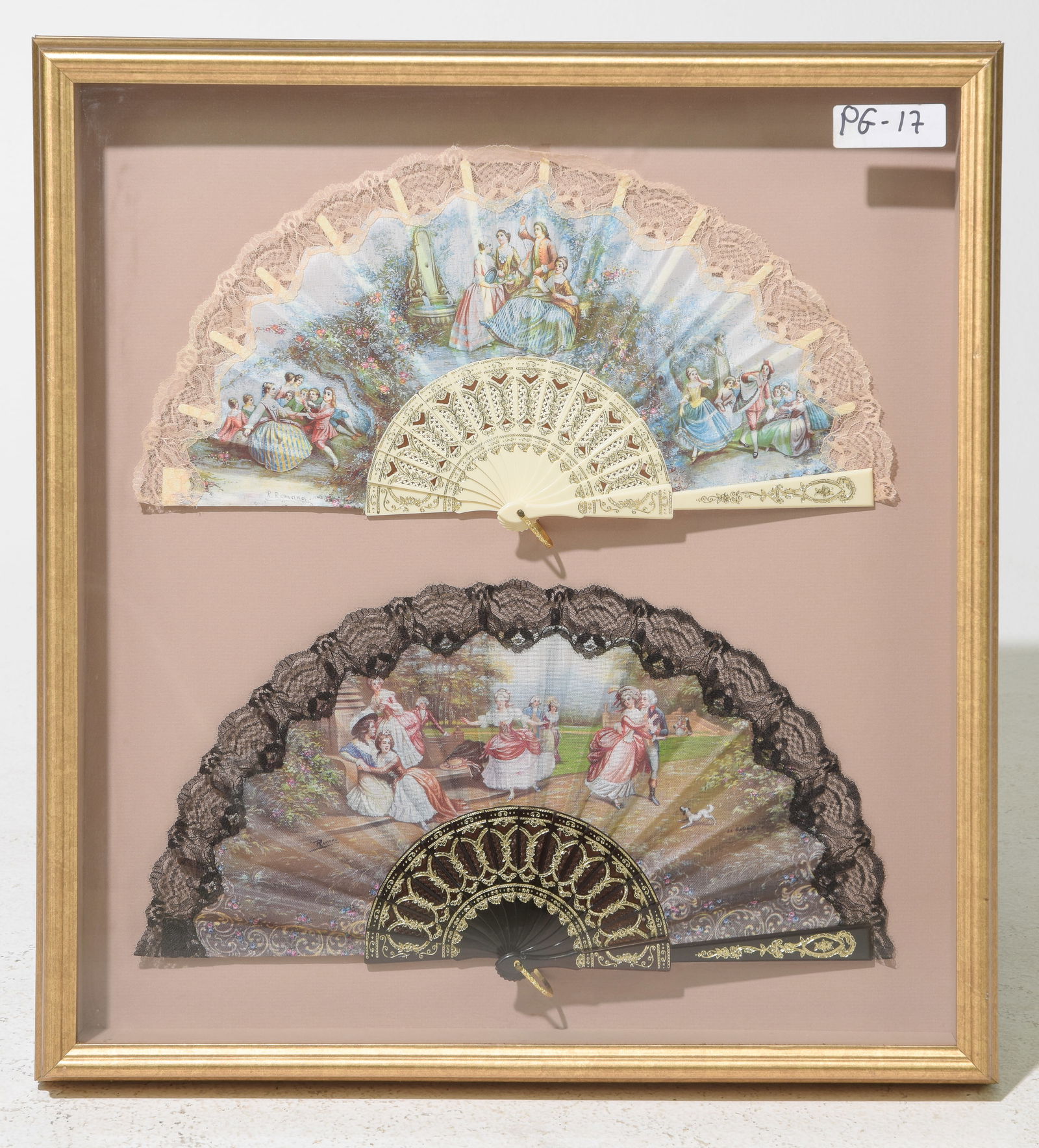 Two Framed / Shadow Box Vintage Fans (1 of 4)
