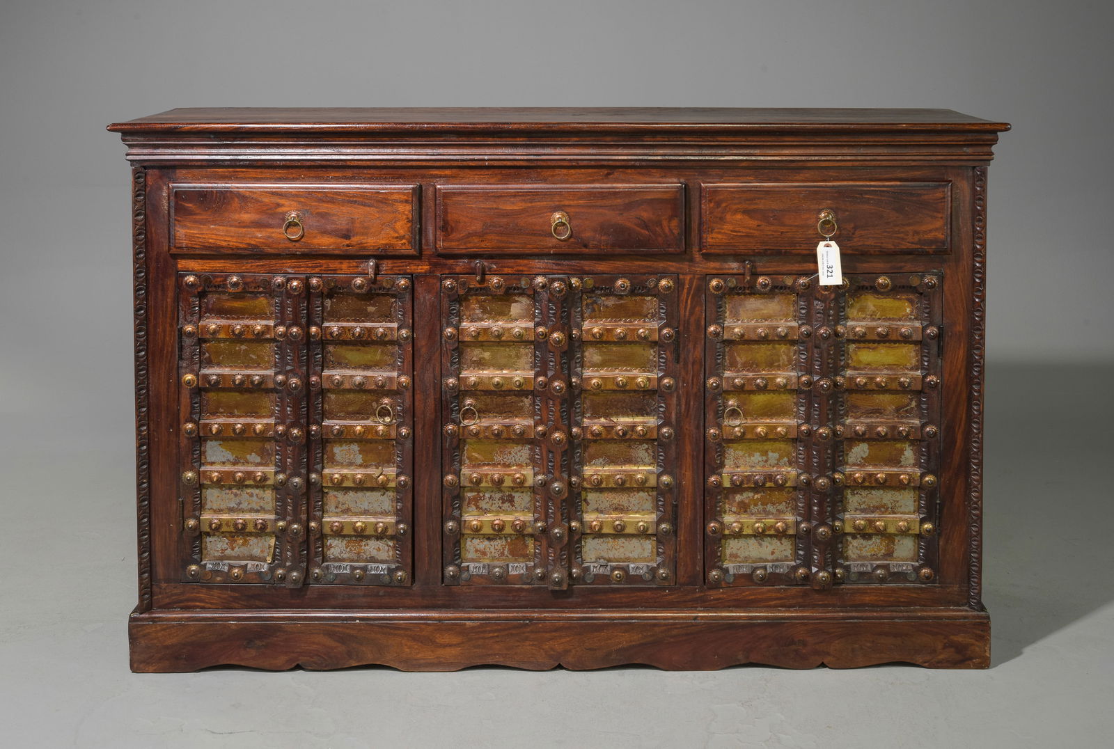 Heavy Rustic Sideboard / Server with Metal Overlaid Doors (1 of 4)