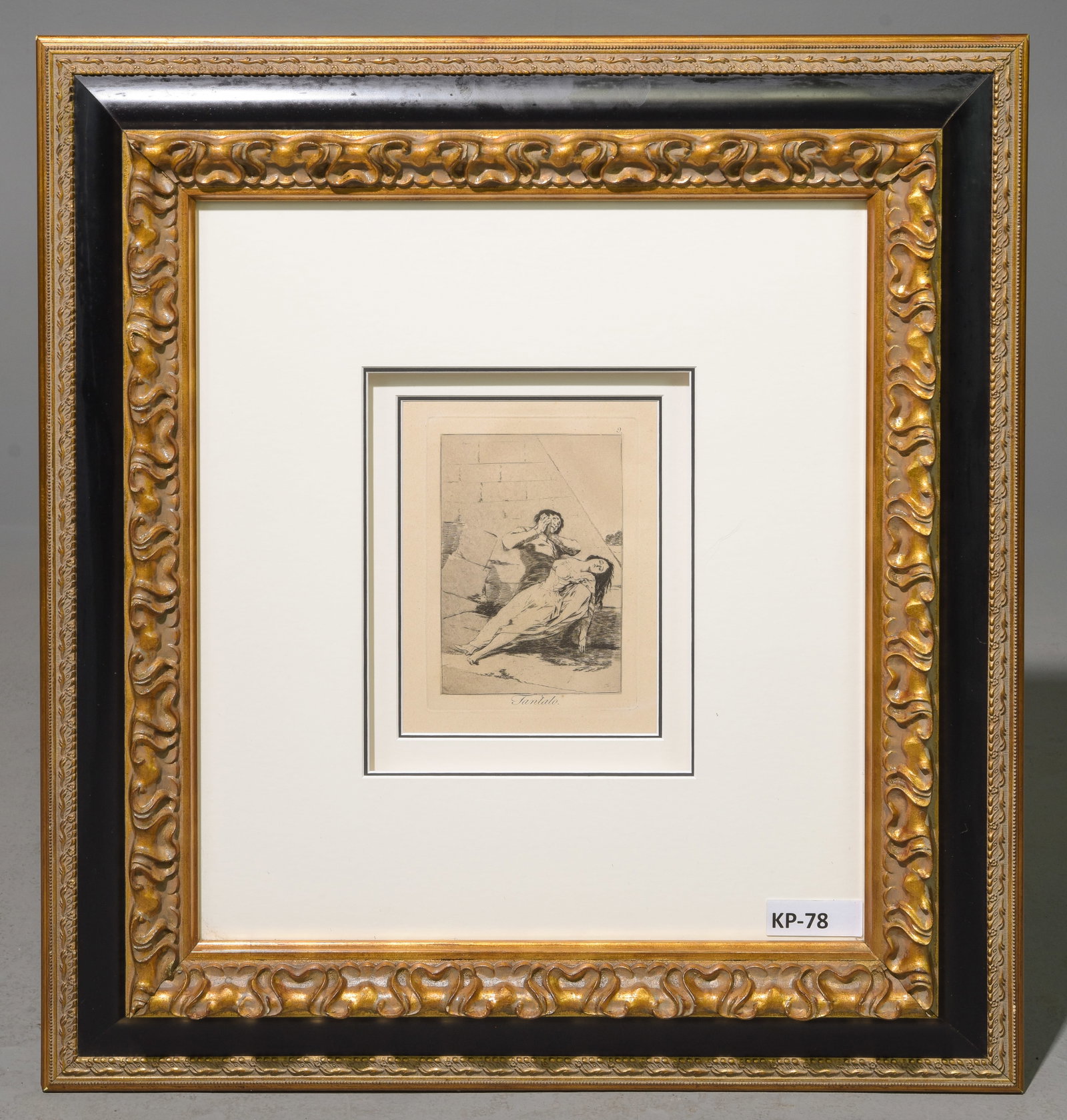 Gold Gilt Framed Fantalo " Los Capricho " Art: Gold Gilt Framed Fantalo " Los Capricho " Art - 30 inches tall x 27 x 3