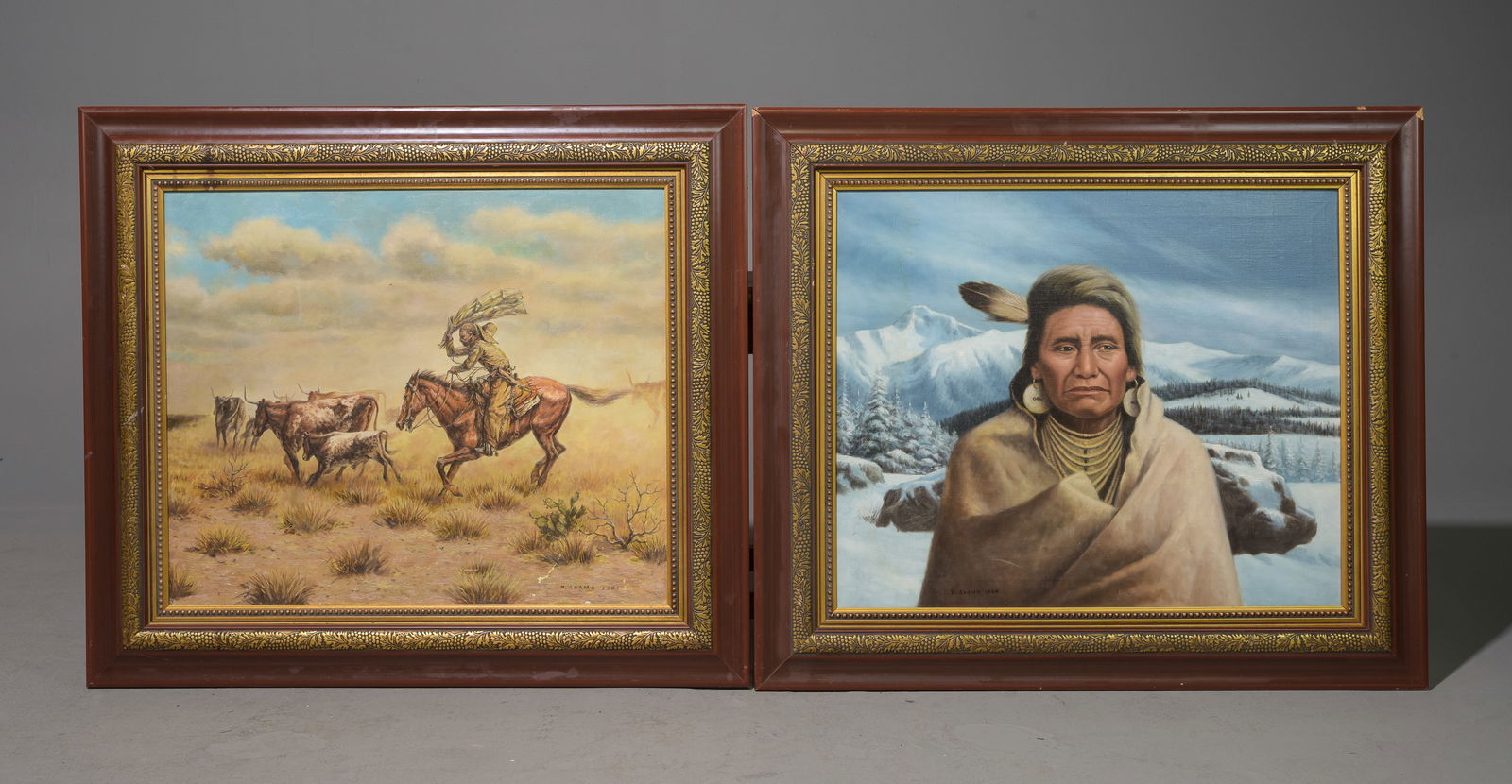 Framed Native American & Horses Painting (1 of 4)