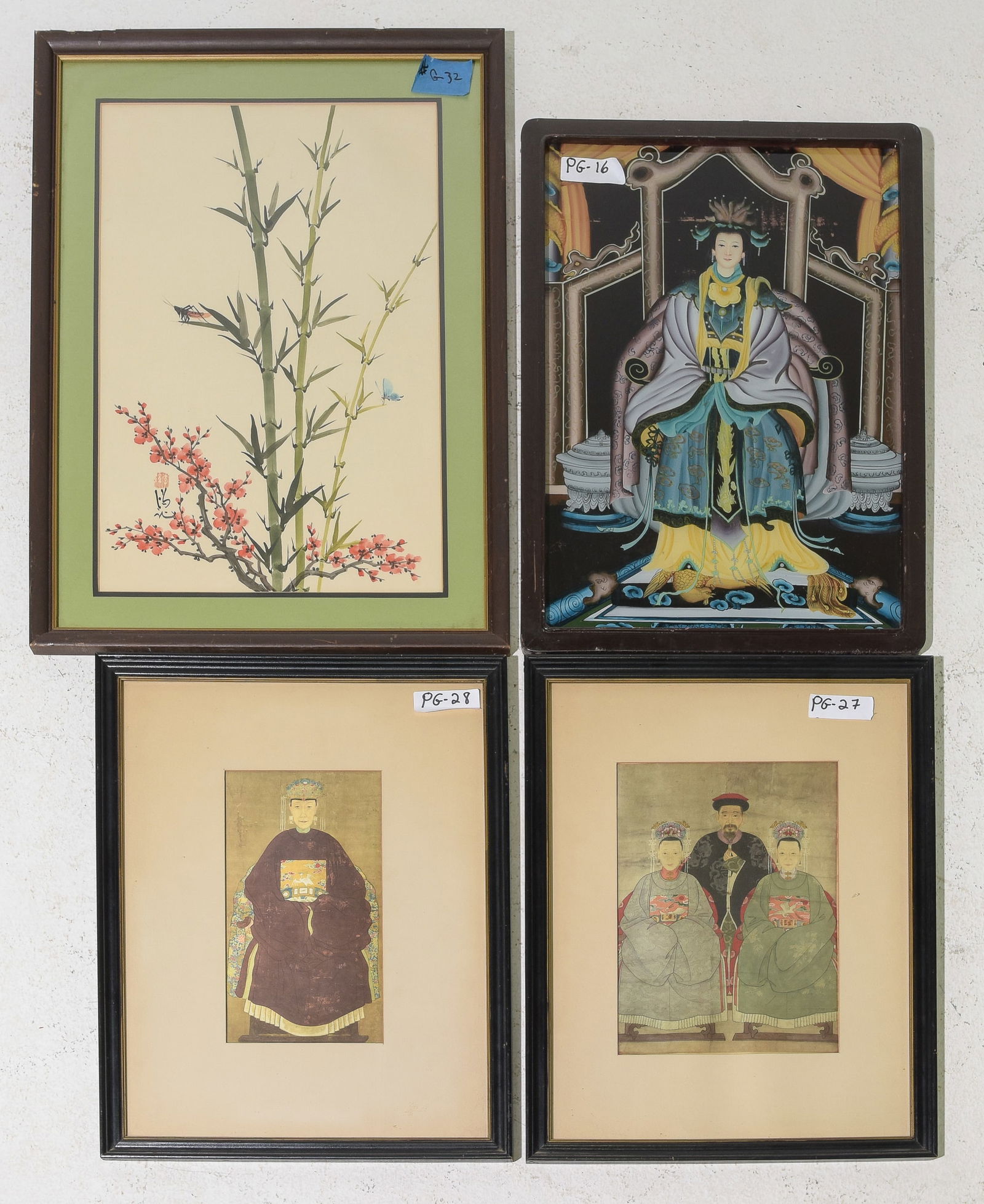 Four Pieces Assorted Framed Asian Prints / Art (1 of 6)