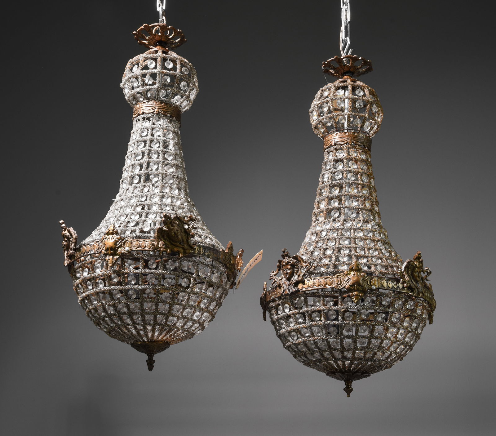 Pair of Empire Style Basket Chandeliers (1 of 3)