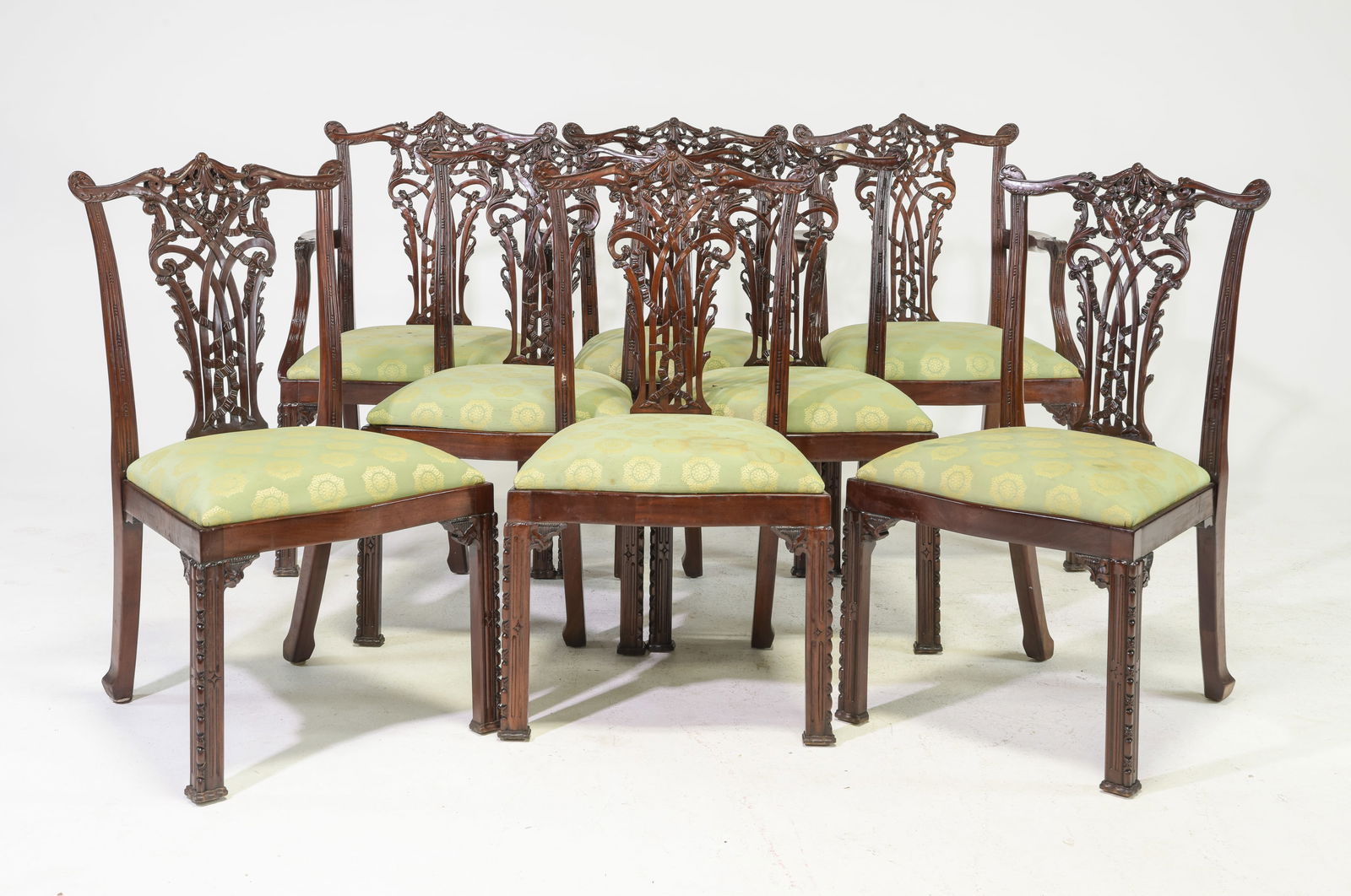 Set of Eight Mahogany Chippendale Style Chairs (1 of 5)