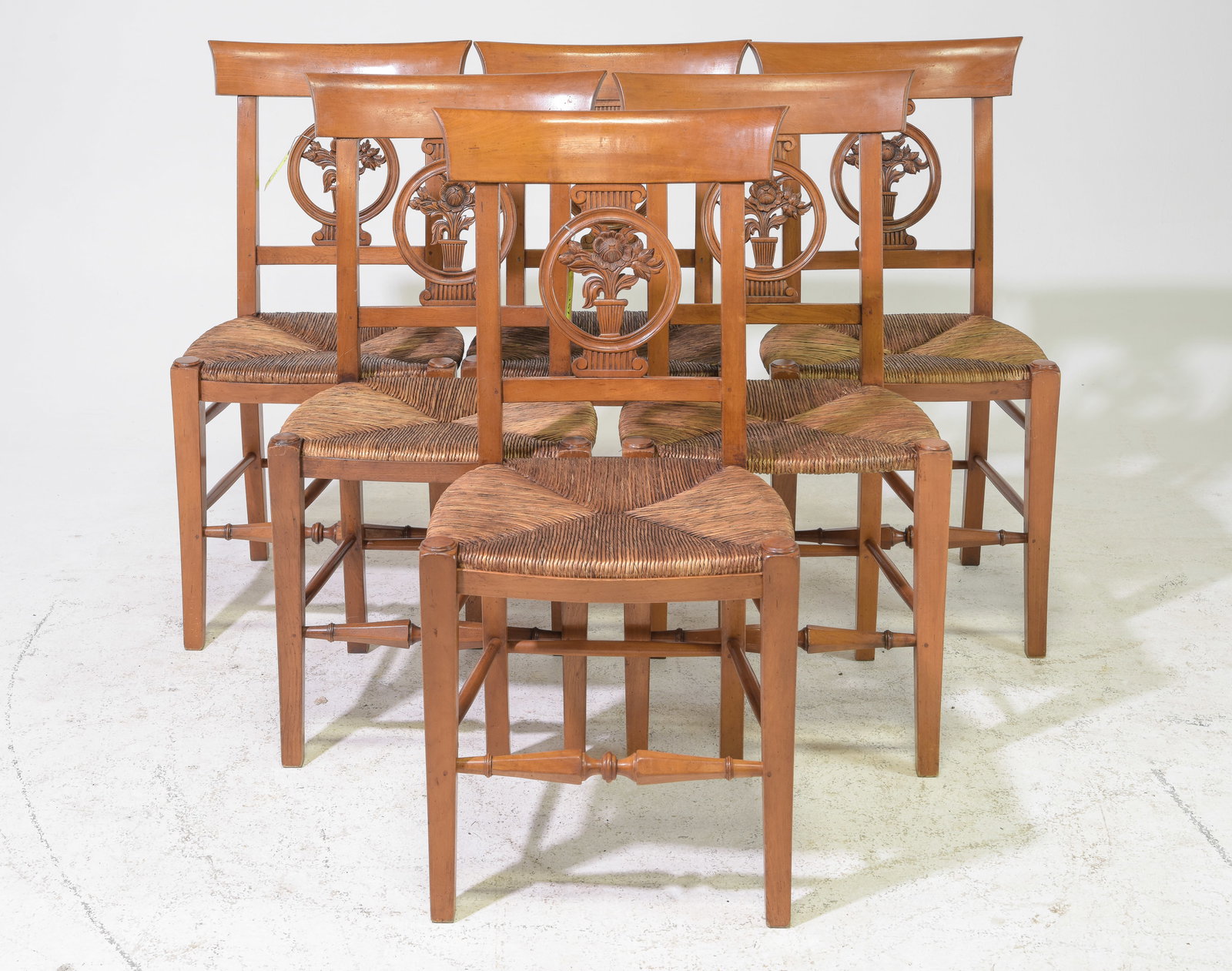 Set of Six British Oak Rush Seat Dining Chairs (1 of 4)