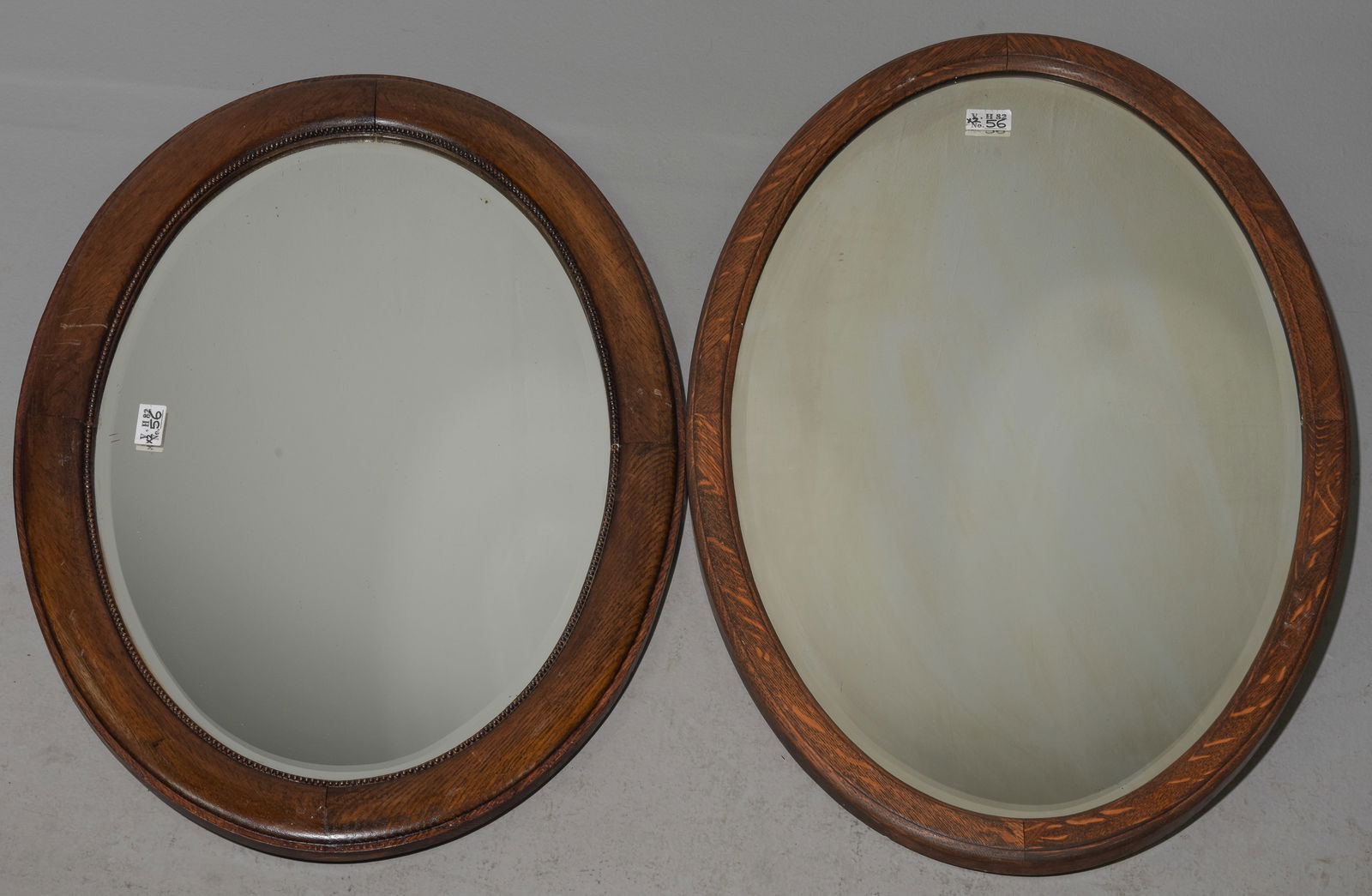 2 British Oak Framed Oval Beveled Mirrors #2 (1 of 5)