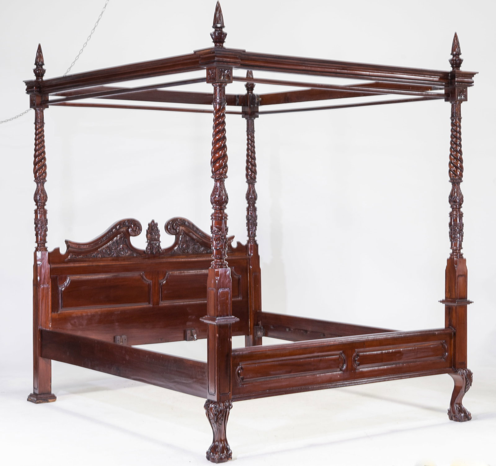 Four Poster Mahogany Carved Bed Frame (1 of 6)