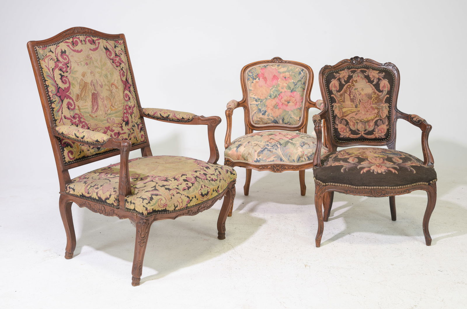 Three French Needlepoint Arm Chairs (1 of 5)