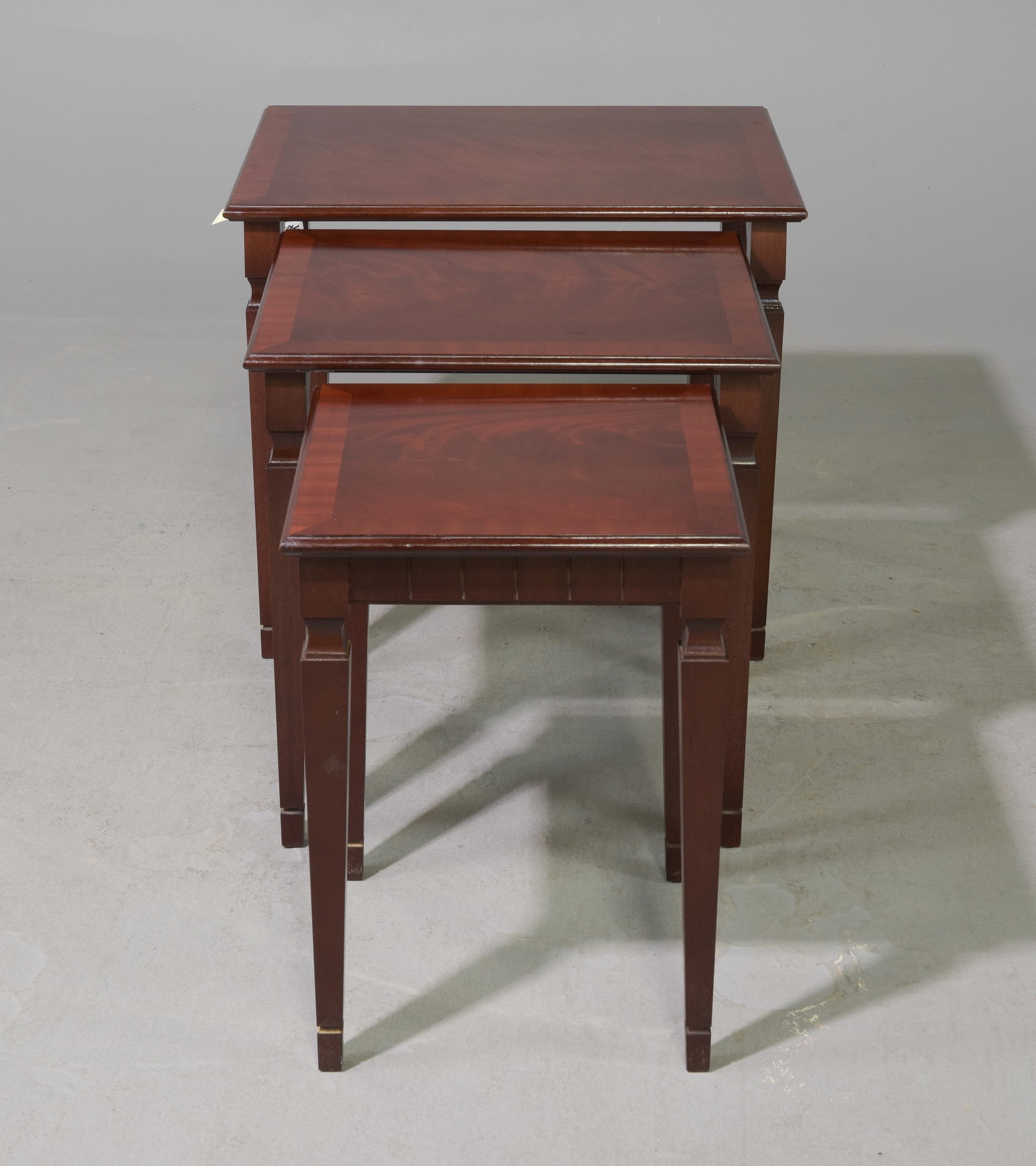 English Mahogany Nest of Three Tables: English Mahogany Nest of Three Tables - 21 in tall x 24 x 18