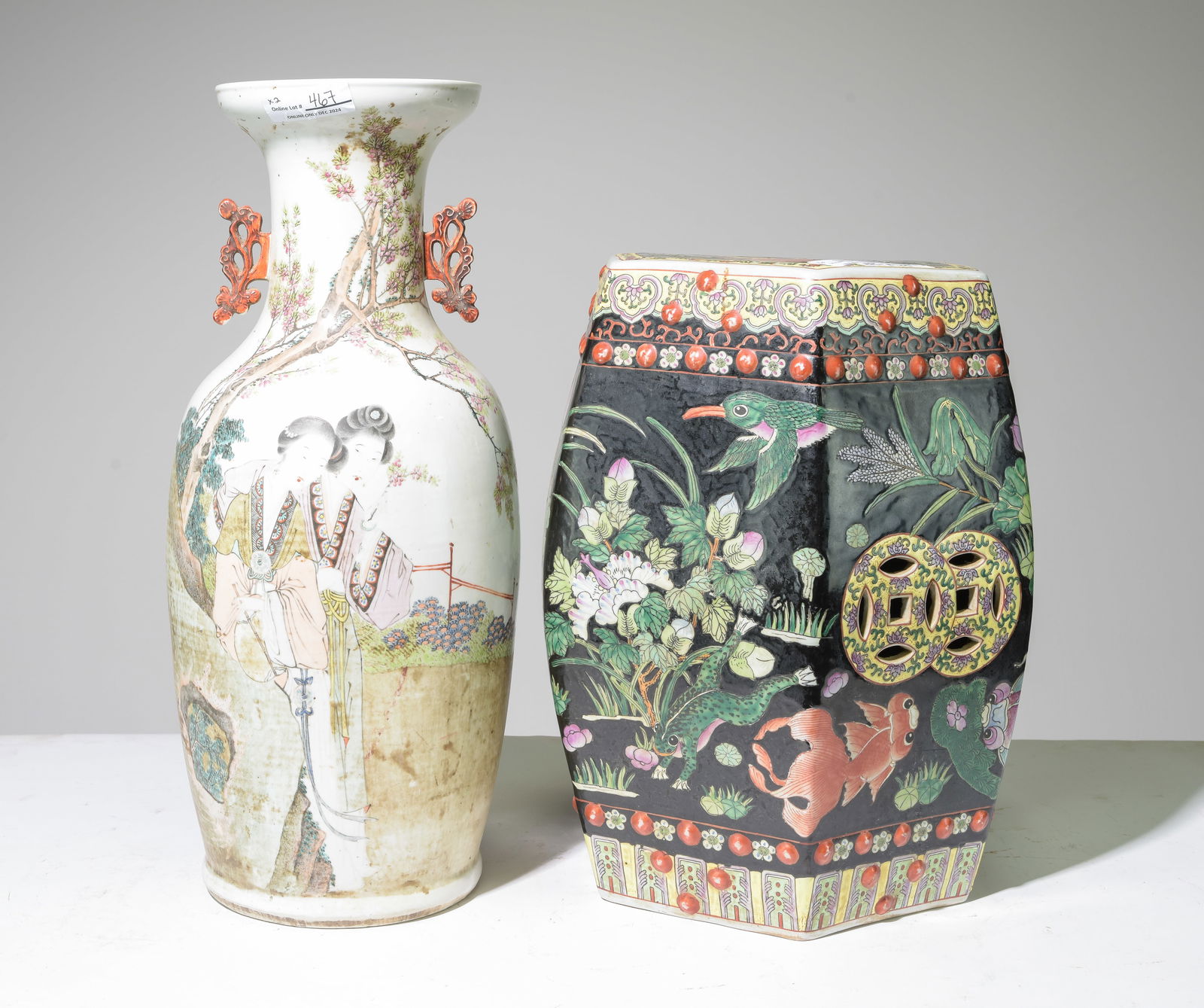 Asian Vase & Garden Stool / Plant Stand (1 of 5)