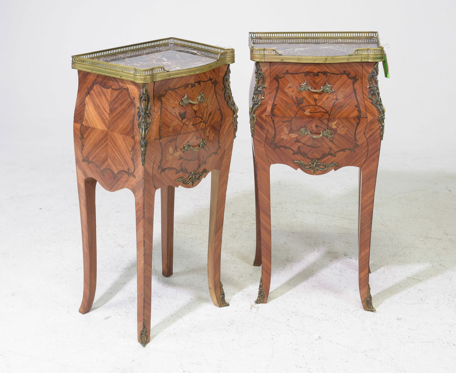 Two French Marquetry Inlaid Marble Top Chests (1 of 4)